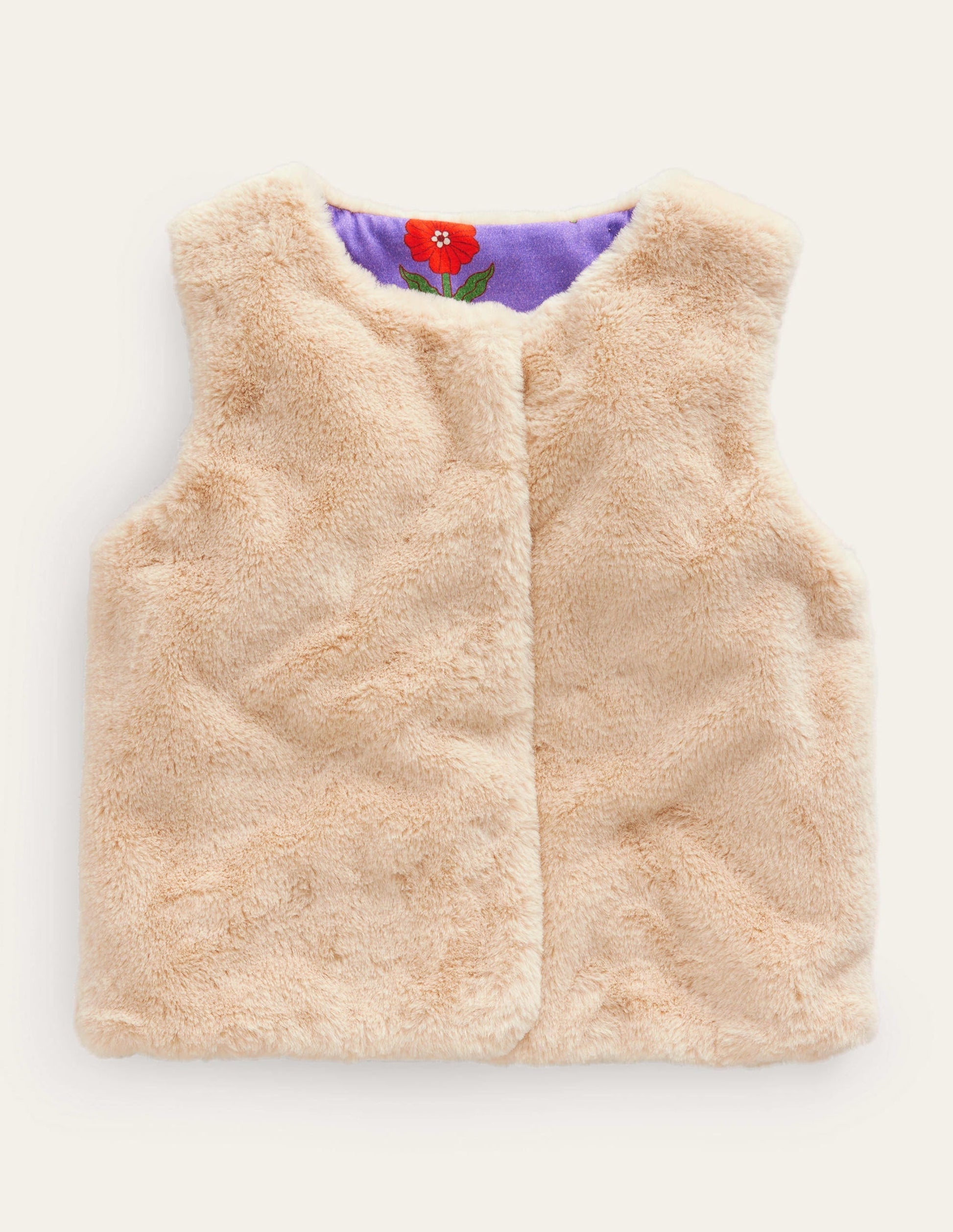 Faux Fur Gilet-Cafe Au Lait-1