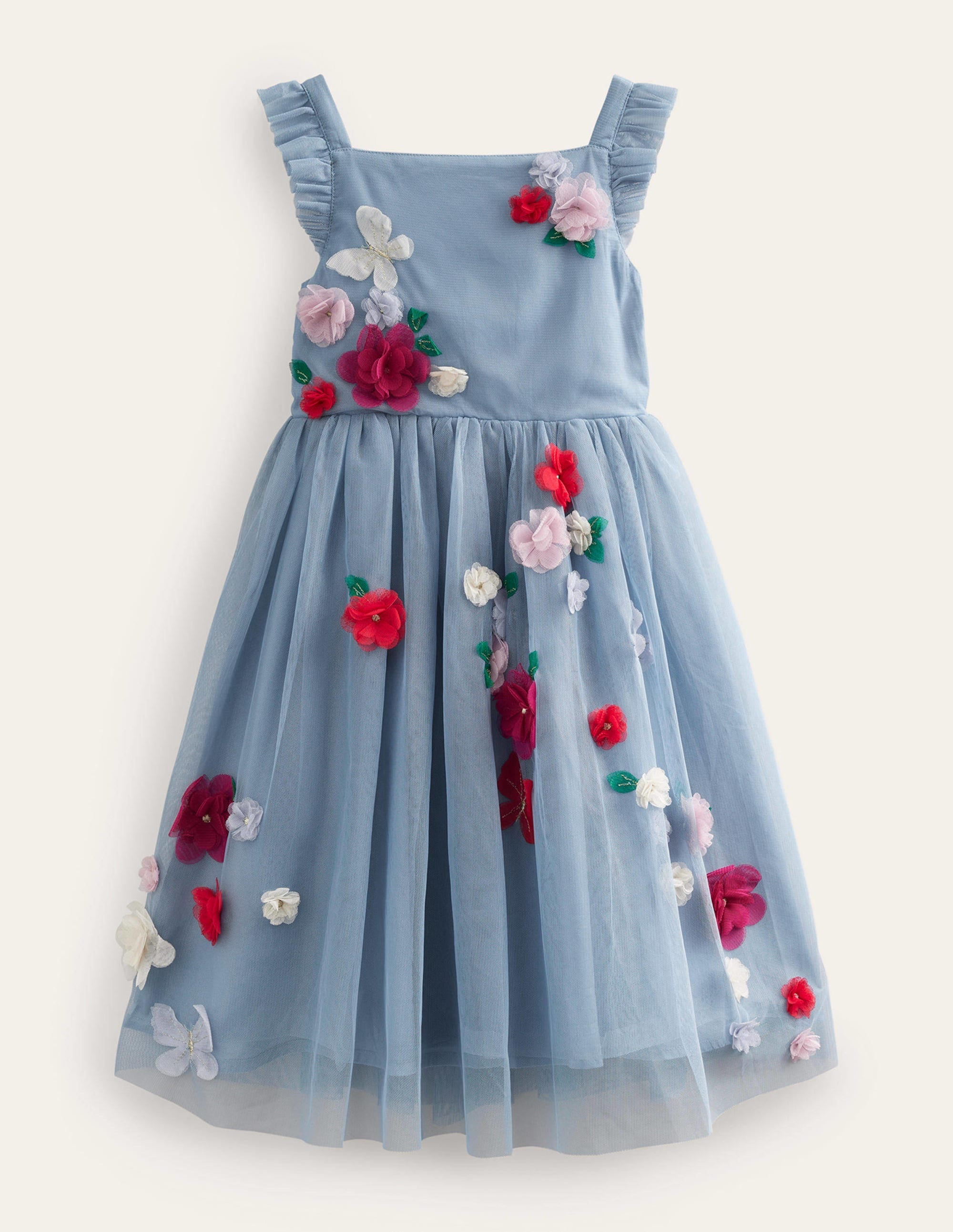Appliqué Tulle Dress-Pebble blue - Image 1