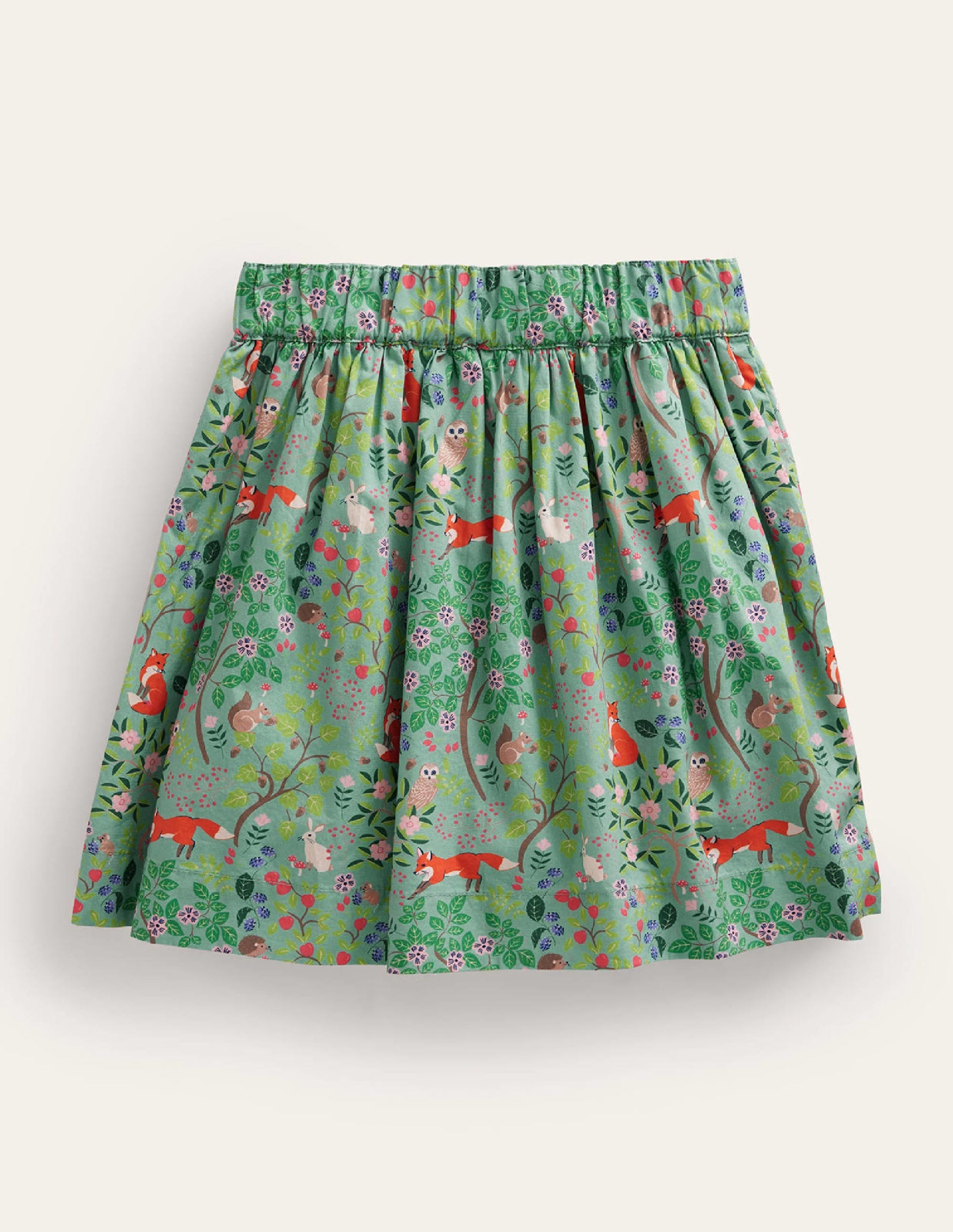 Pull On Twirly Skirt-Green Woodland Fox - Image 2