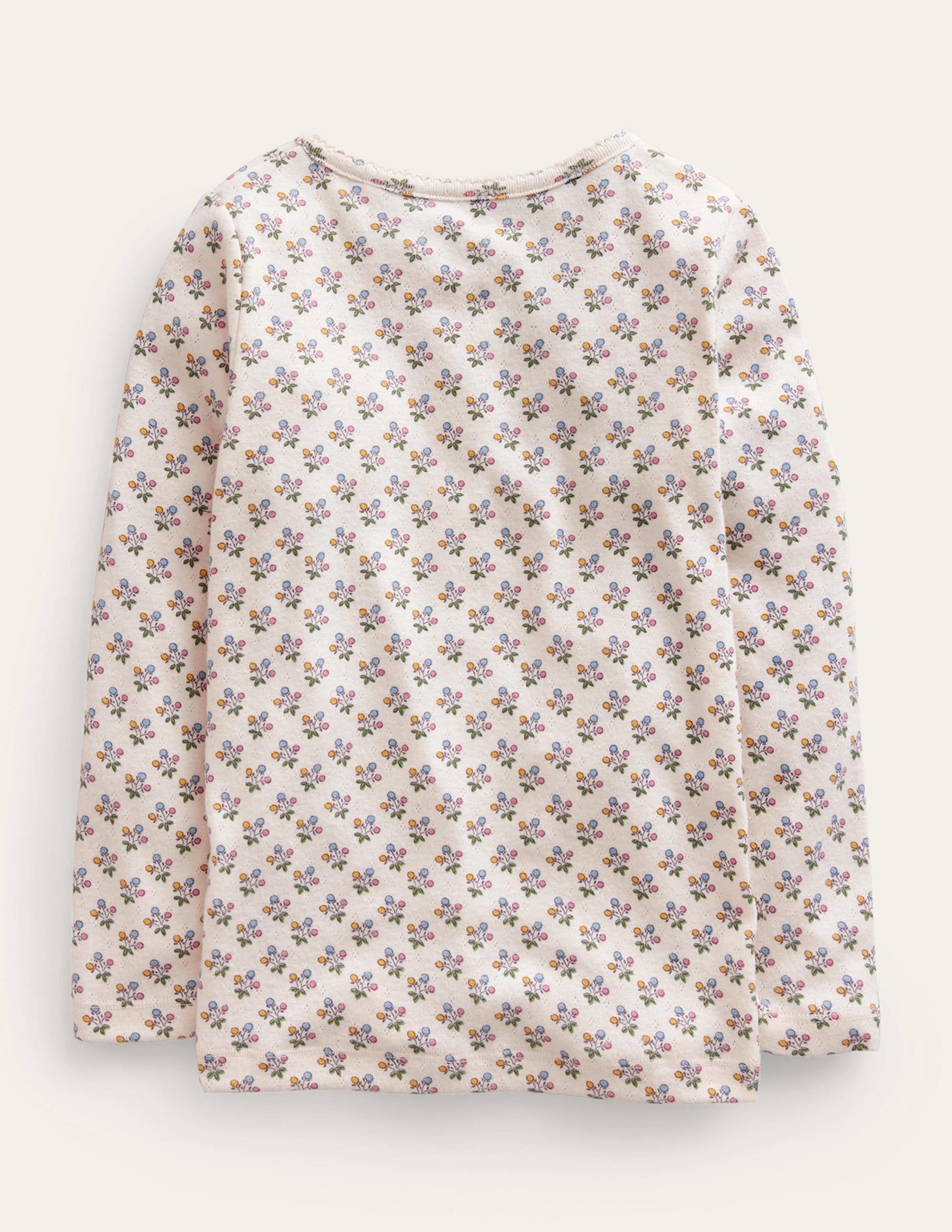 Henley Pointelle Top-Vanilla Pod/Mustard Floral - Image 2