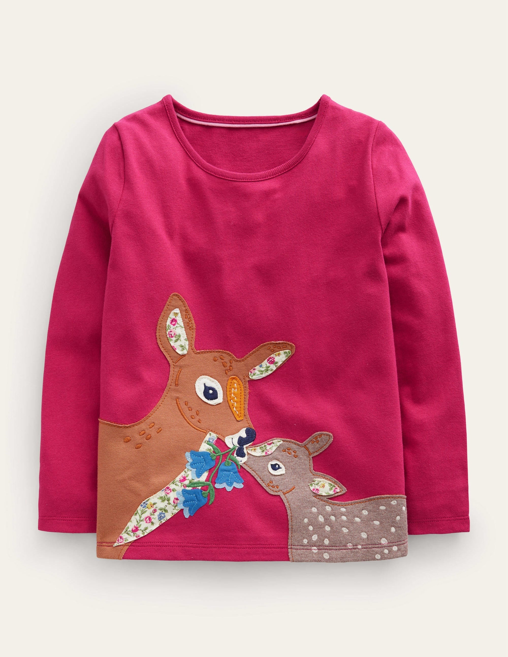 Puff Sleeve Appliqué T-shirt-Penelope Pink Deer - Image 1