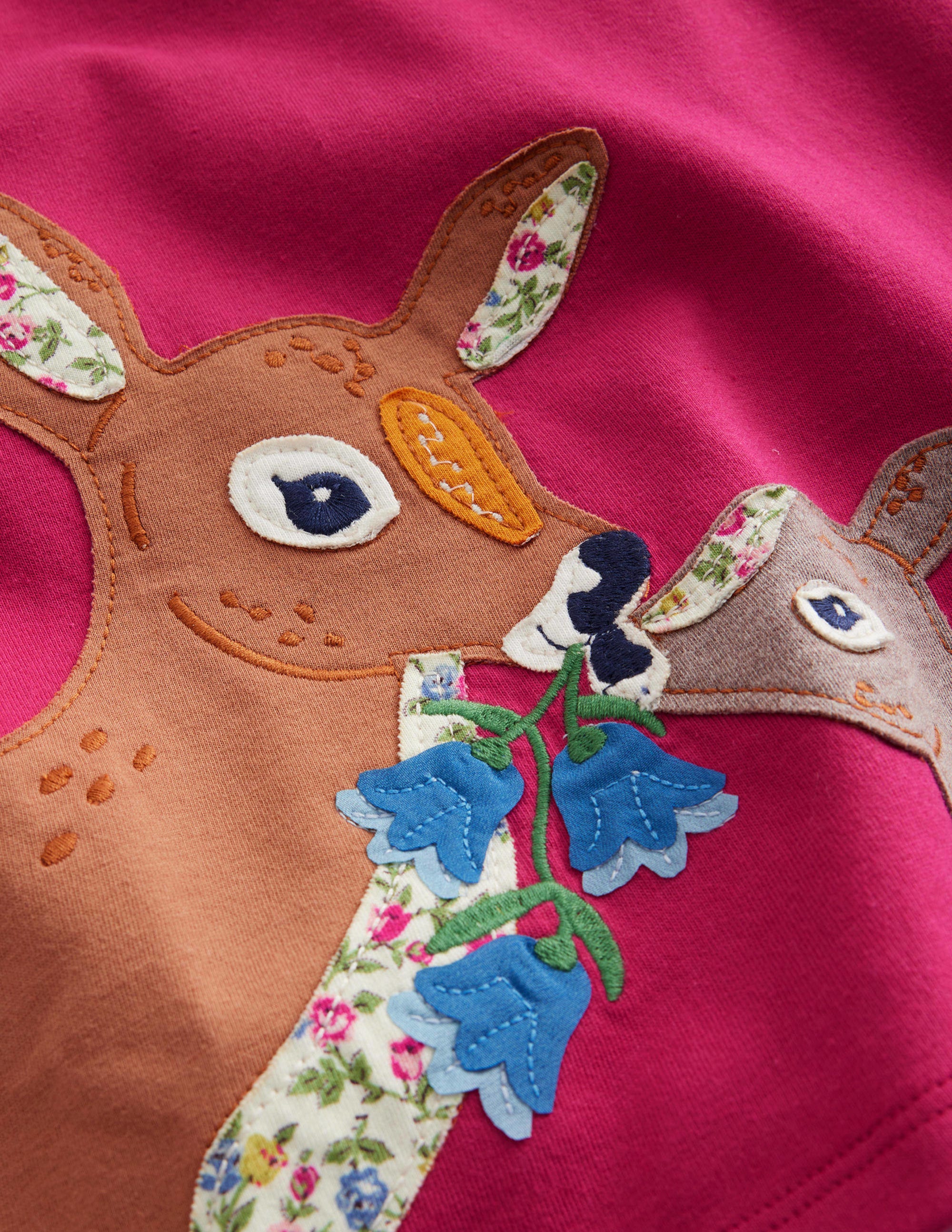 Puff Sleeve Appliqué T-shirt-Penelope Pink Deer - Image 3