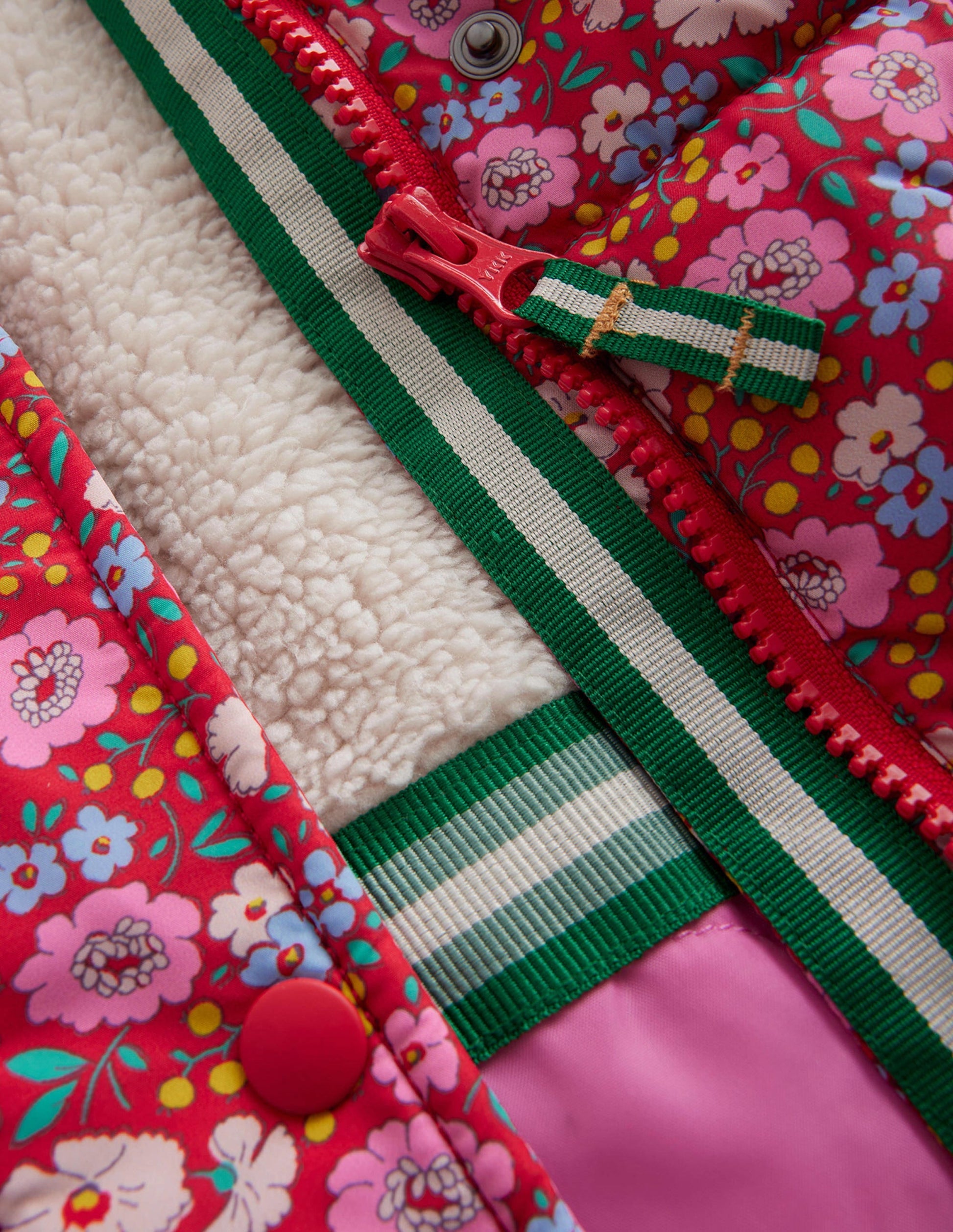 Longline Padded Coat-Brilliant Red Flowerbed-3