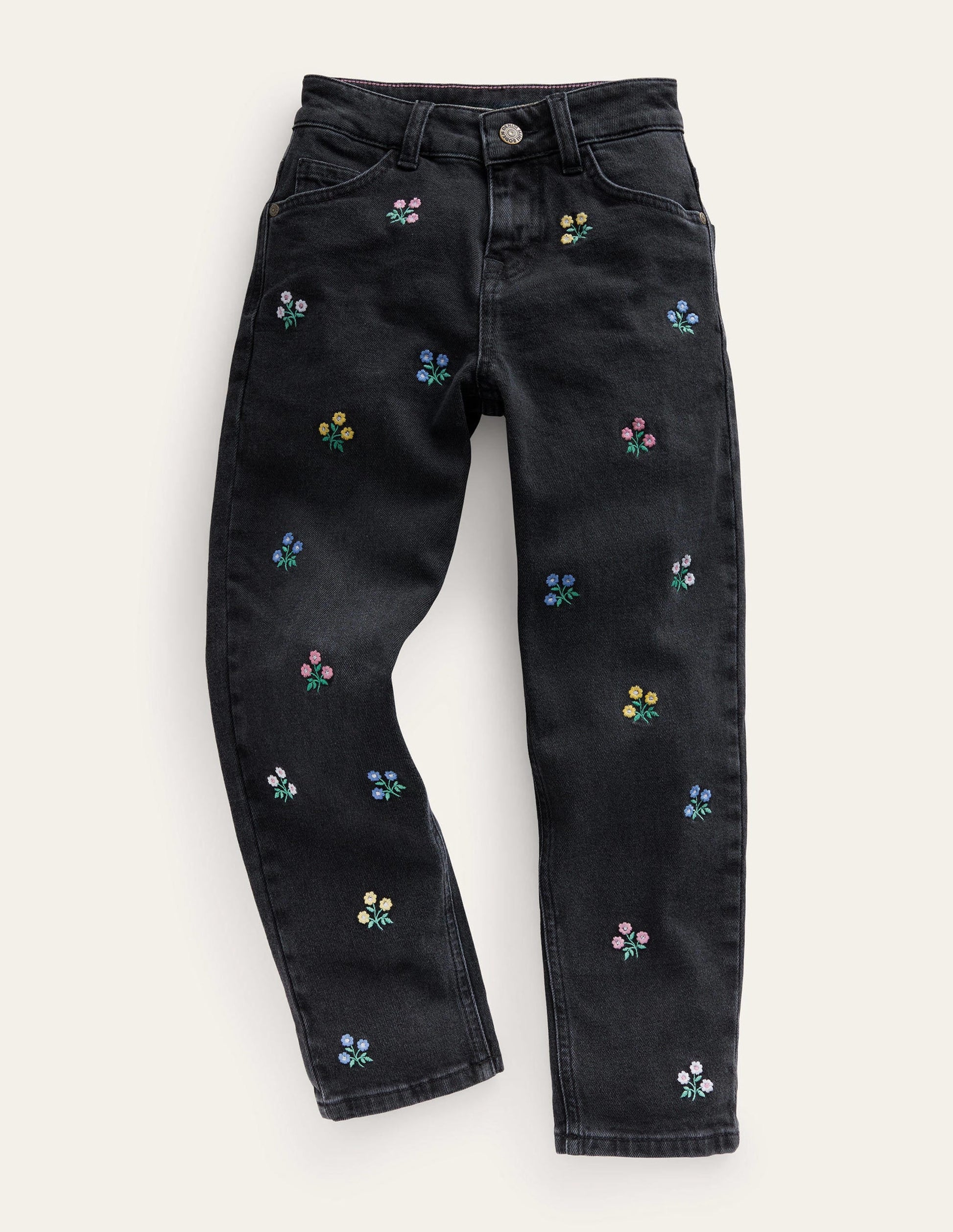 Relaxed Straight-Leg Jeans-Black Flowers-1