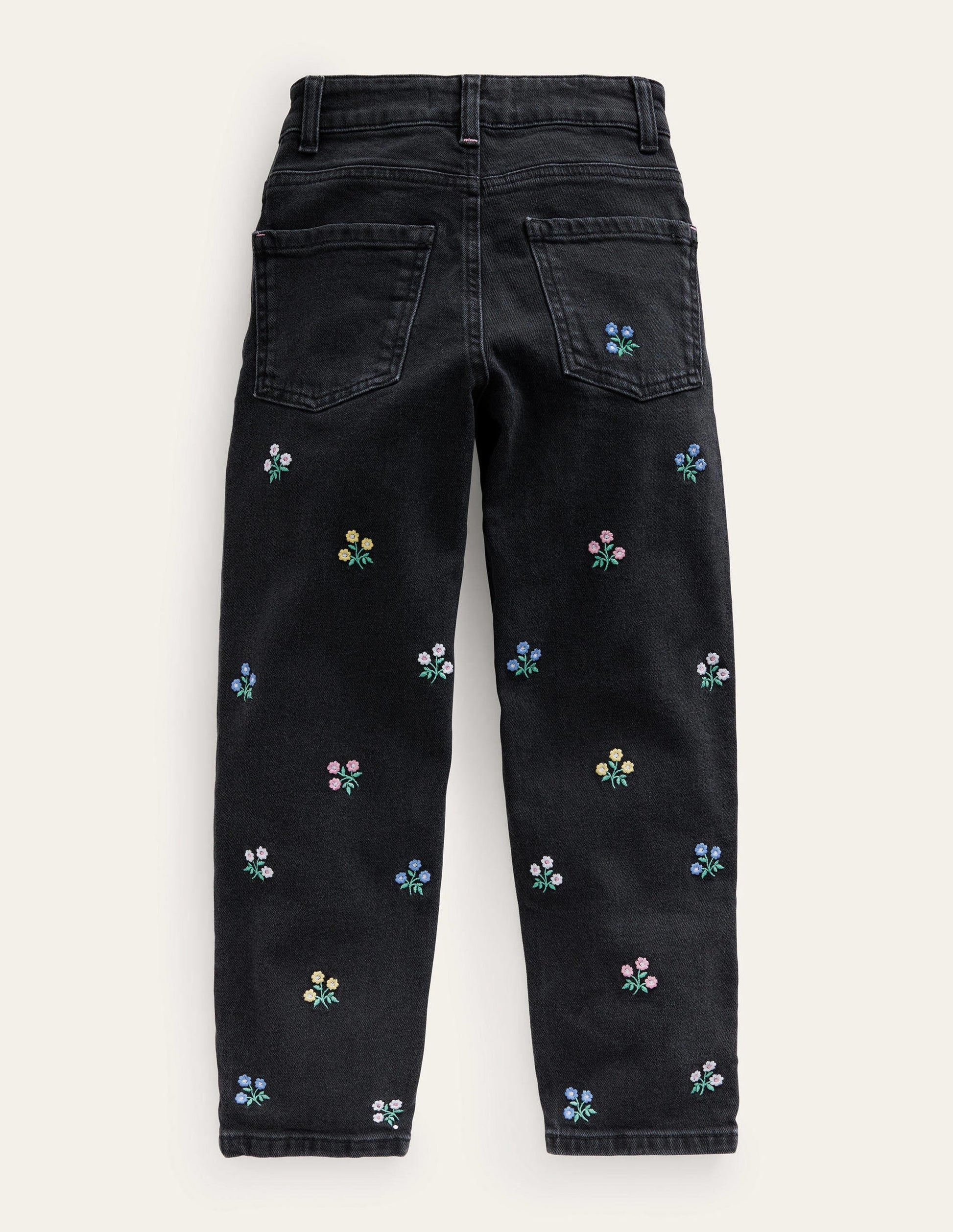 Relaxed Straight-Leg Jeans-Black Flowers-2