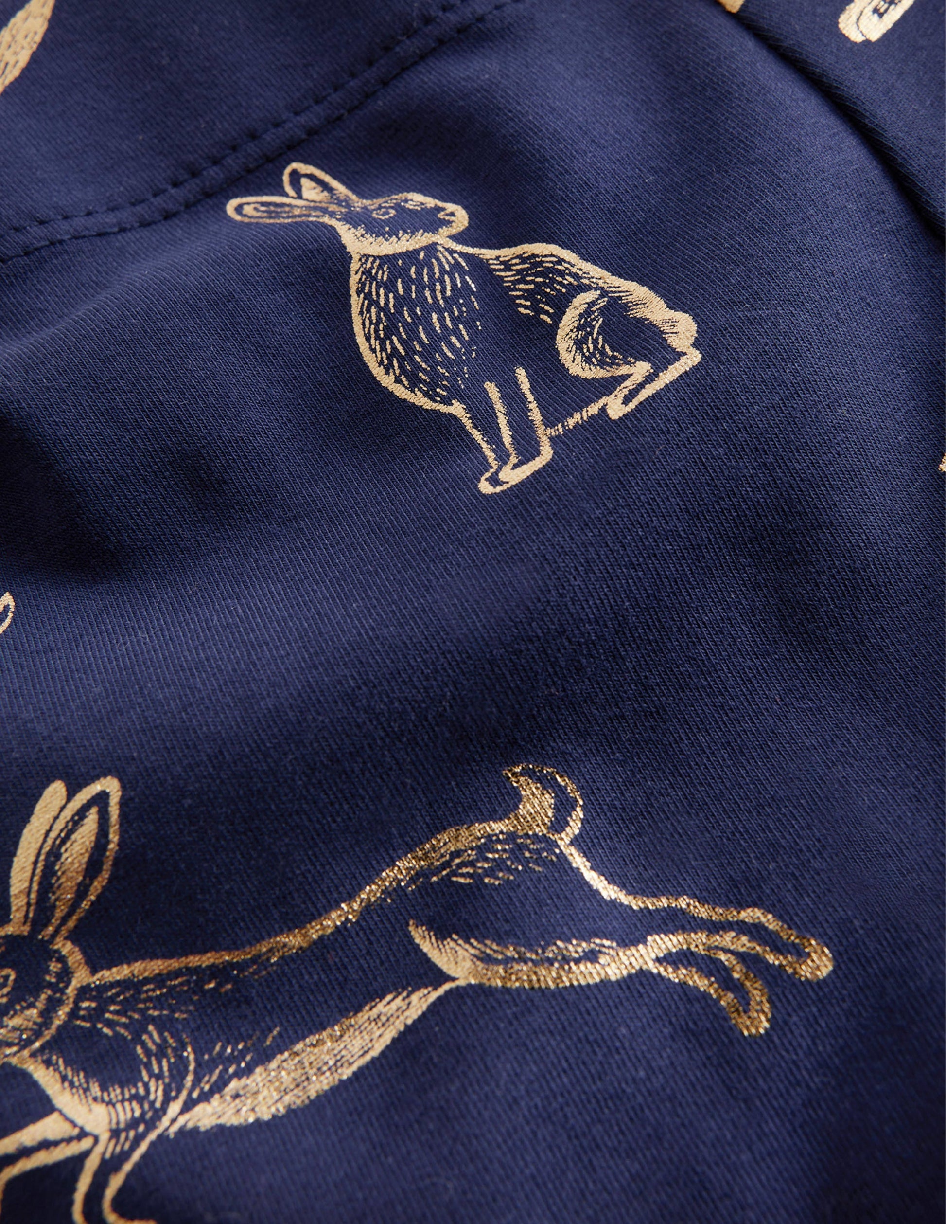 Fun Leggings-College Navy Foil Bunnies-3