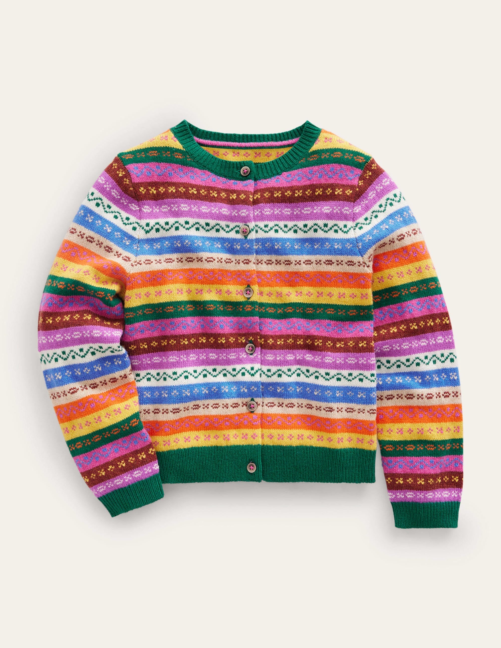 Fair Isle Cardigan-Rainbow Multi Stripe - Image 1