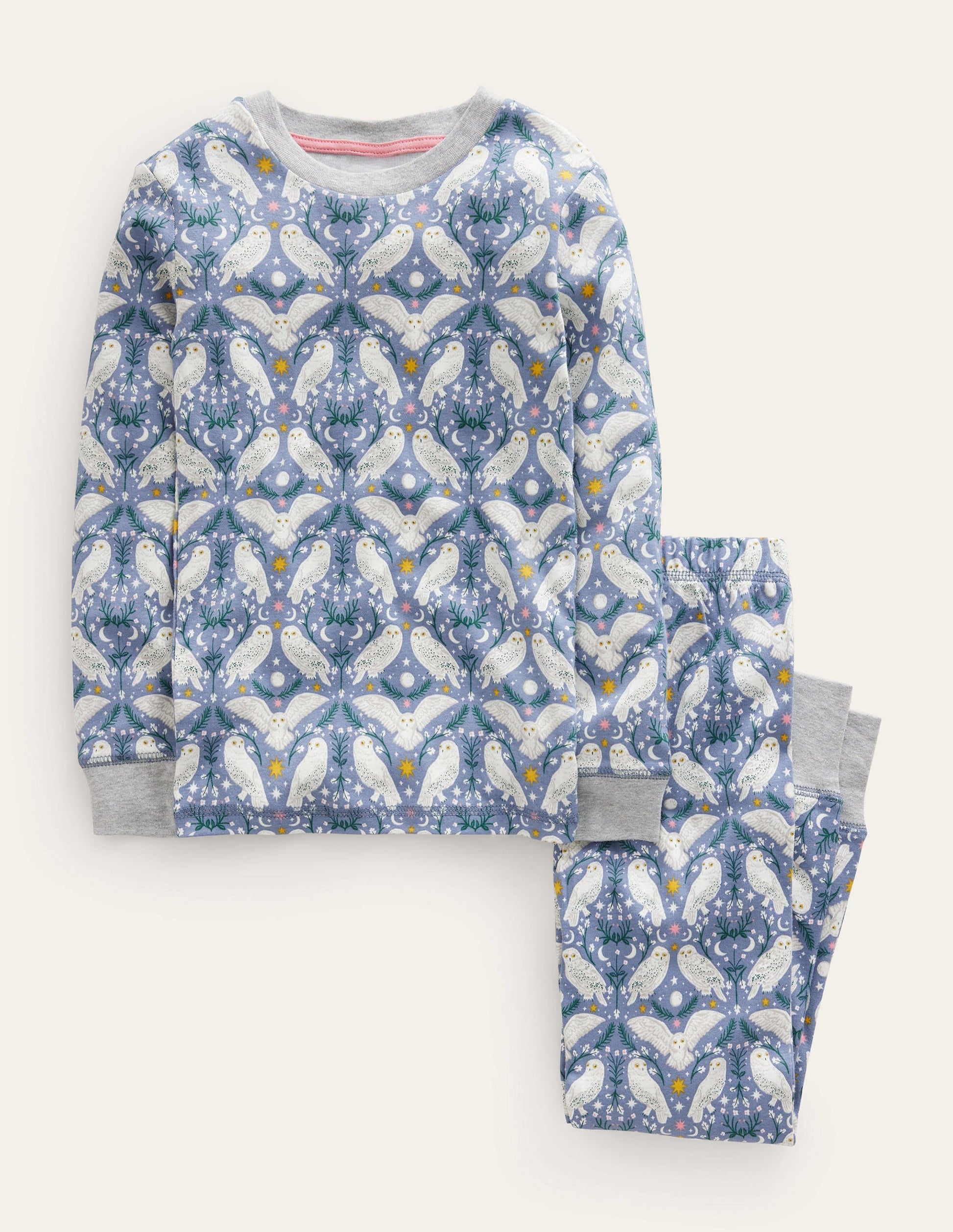 Snug Glow-In-The-Dark Pyjamas-Ash Blue Owls-1
