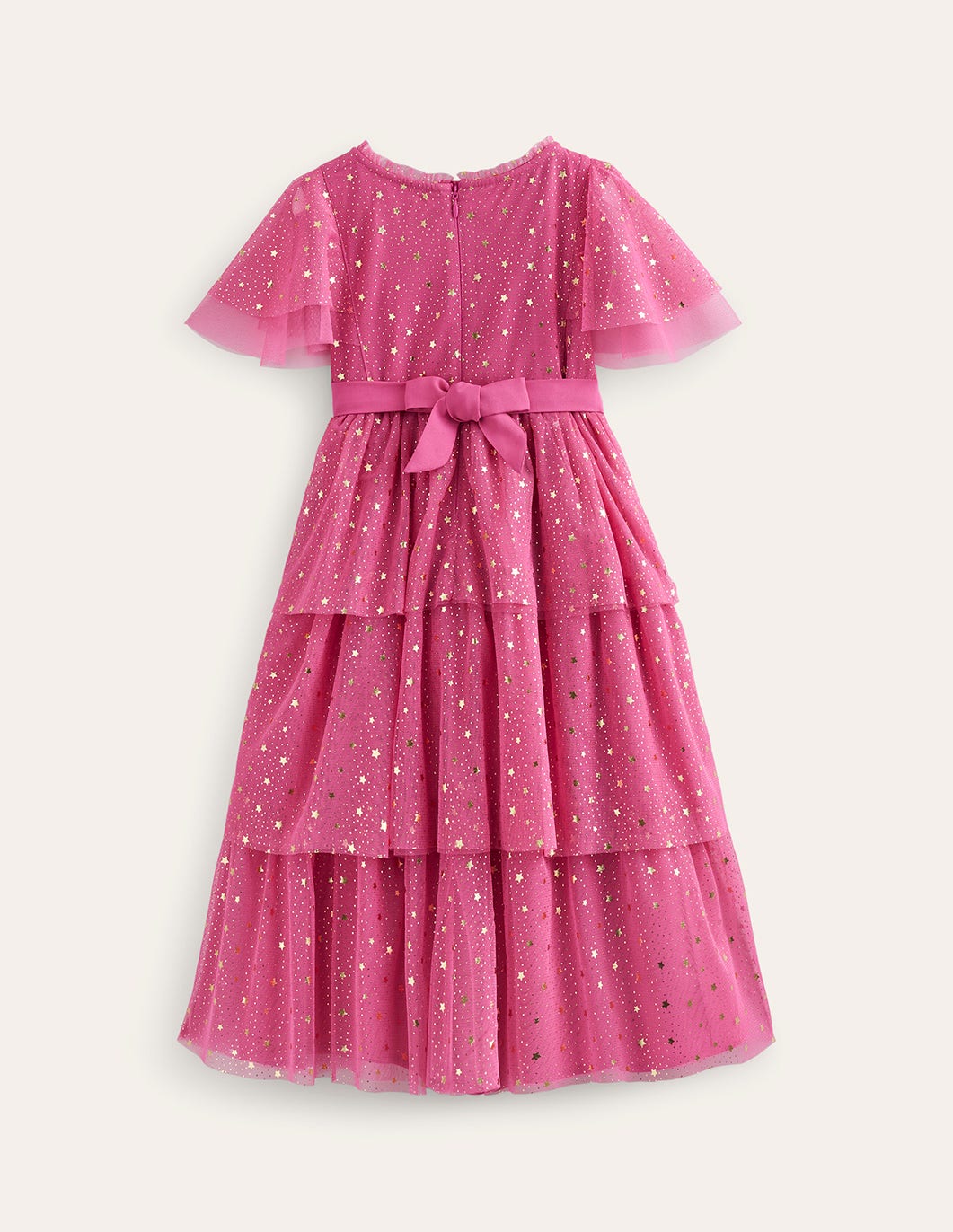 Foil Star Tulle Dress-Sweet William Pink-2