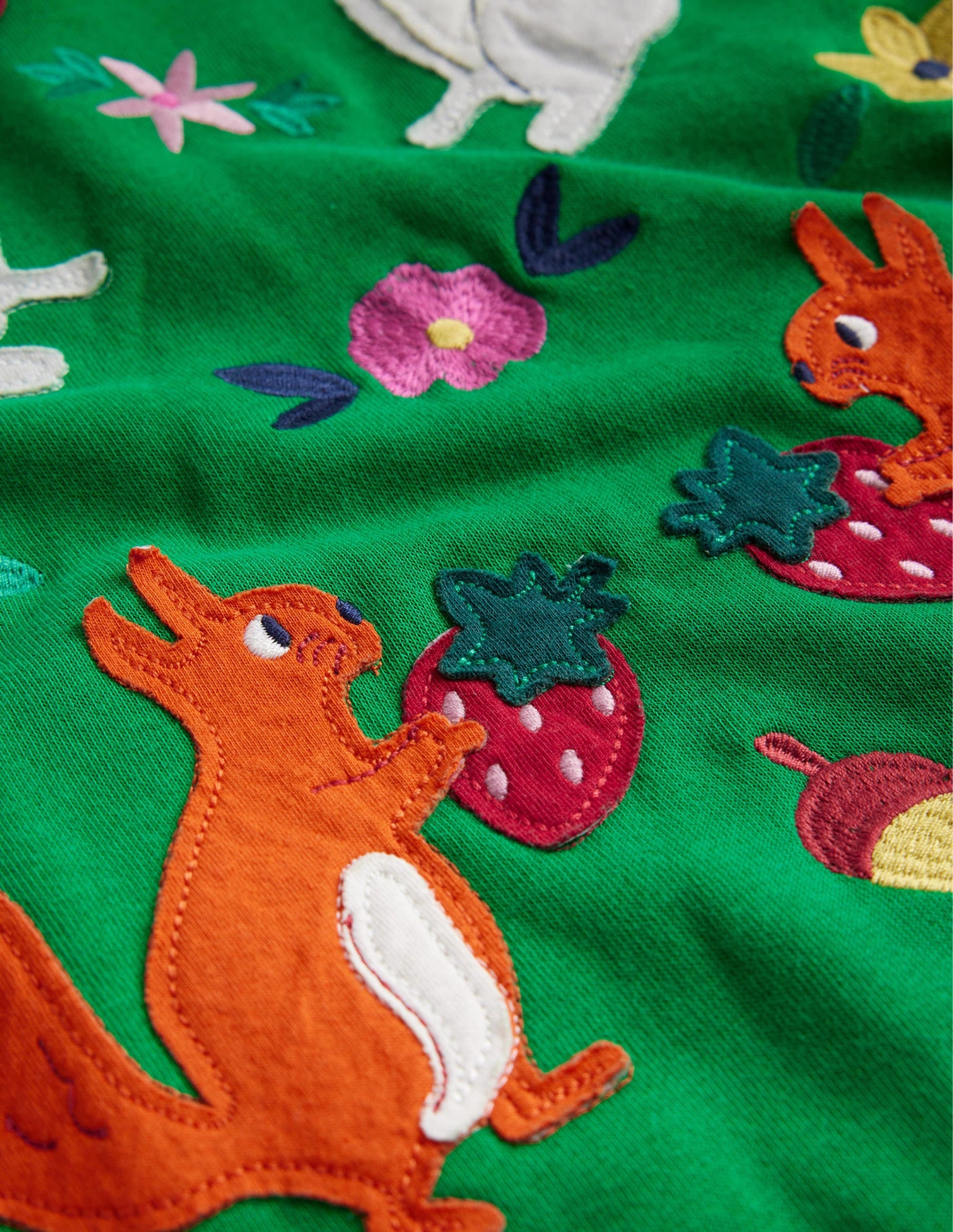 Cosy Appliqué Sweatshirt Dress-Deep Green Woodland-3