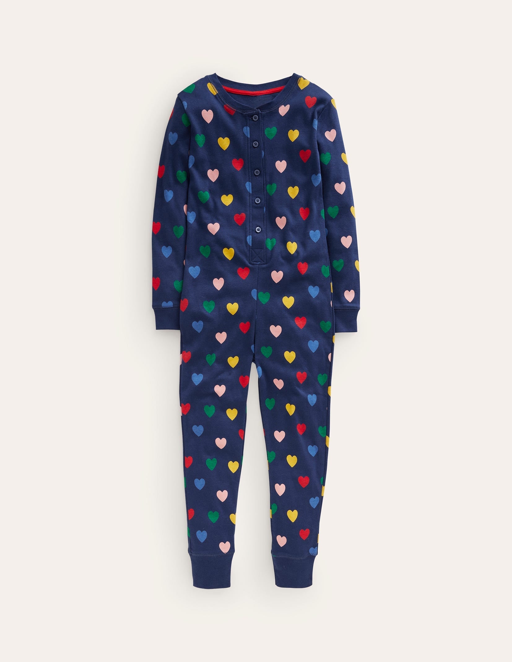 Snug All-In-One Pyjamas-College Navy Multi Hearts - Image 1