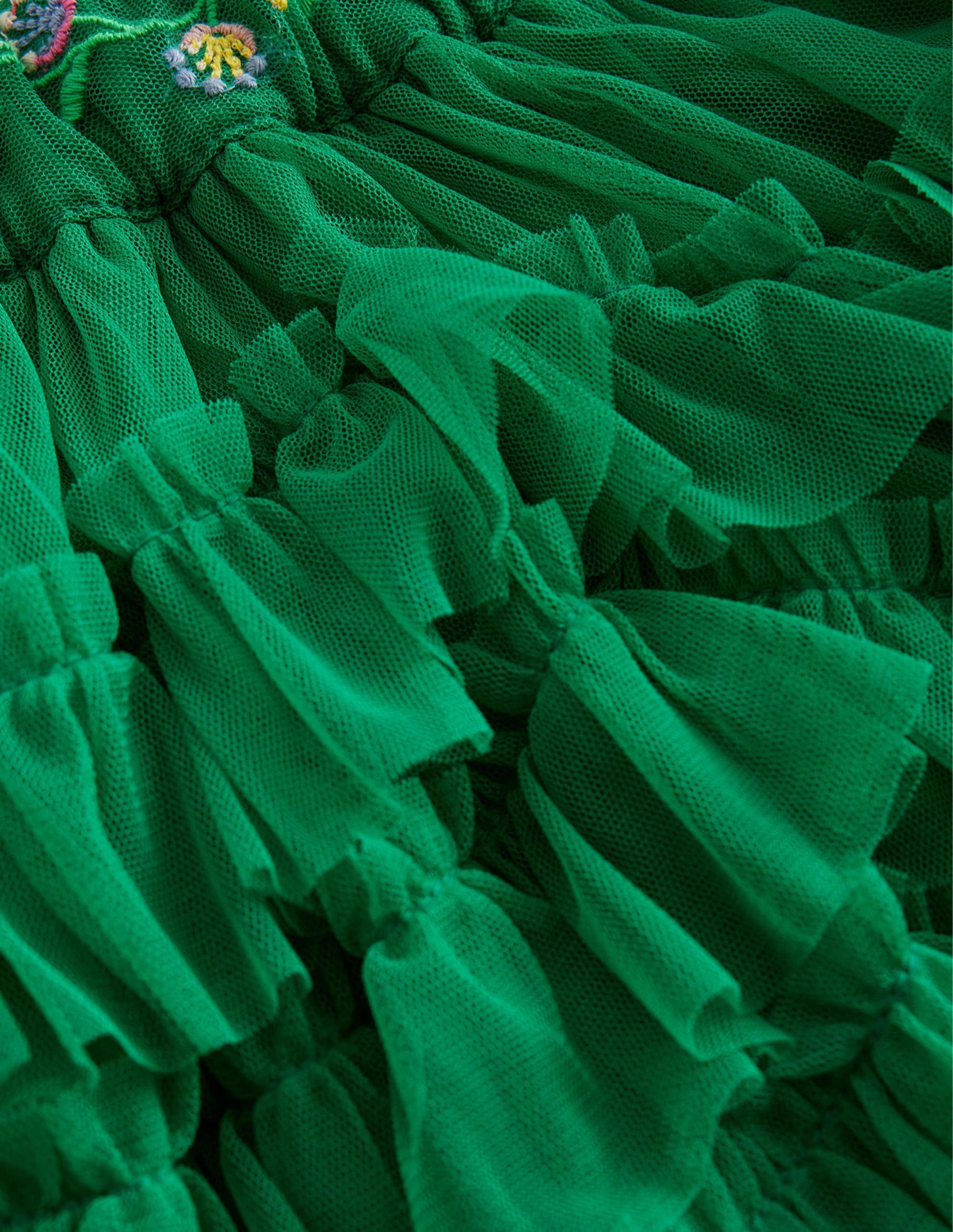 Ruffle Tulle Skirt-Veridian Green-3