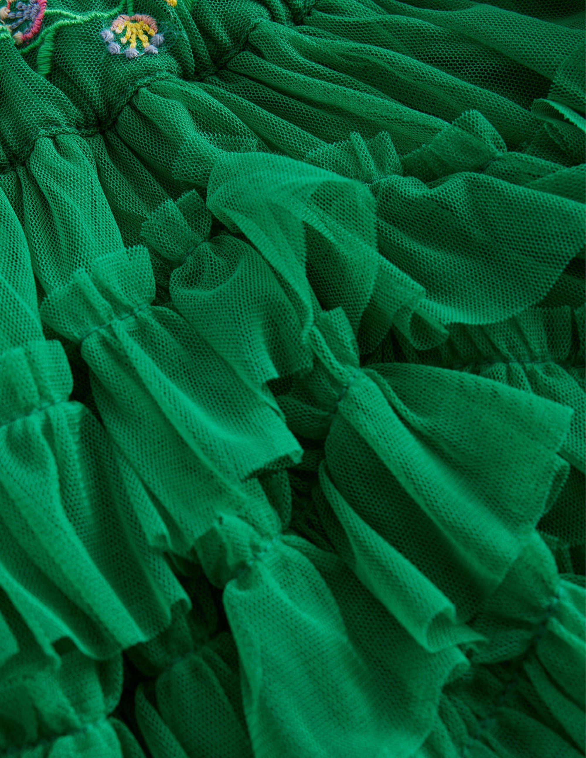 Ruffle Tulle Skirt-Veridian Green - Image 3