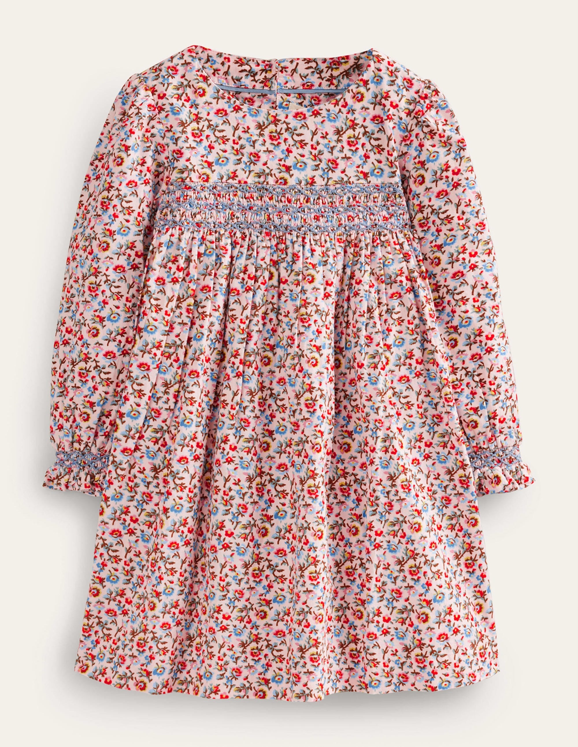 Cord Smocked Dress-Light Pink Bramble - Image 1