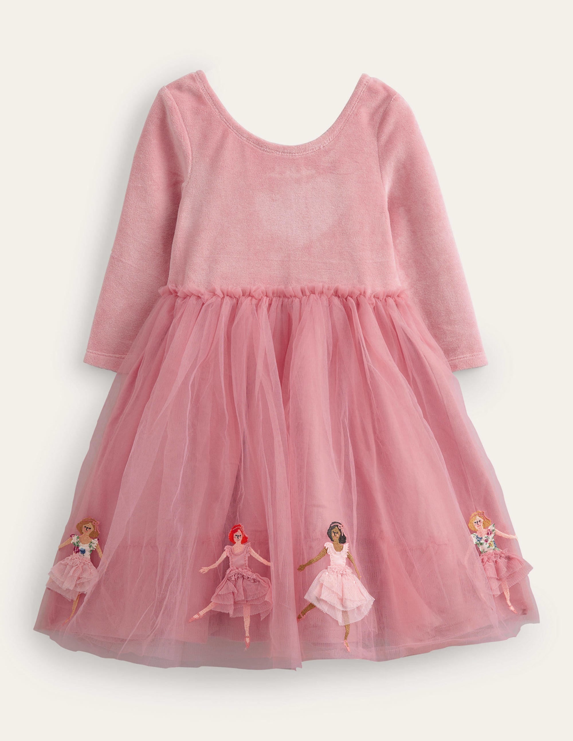 Applique Velvet Tulle Dress-Almond Pink Ballerinas - Image 1