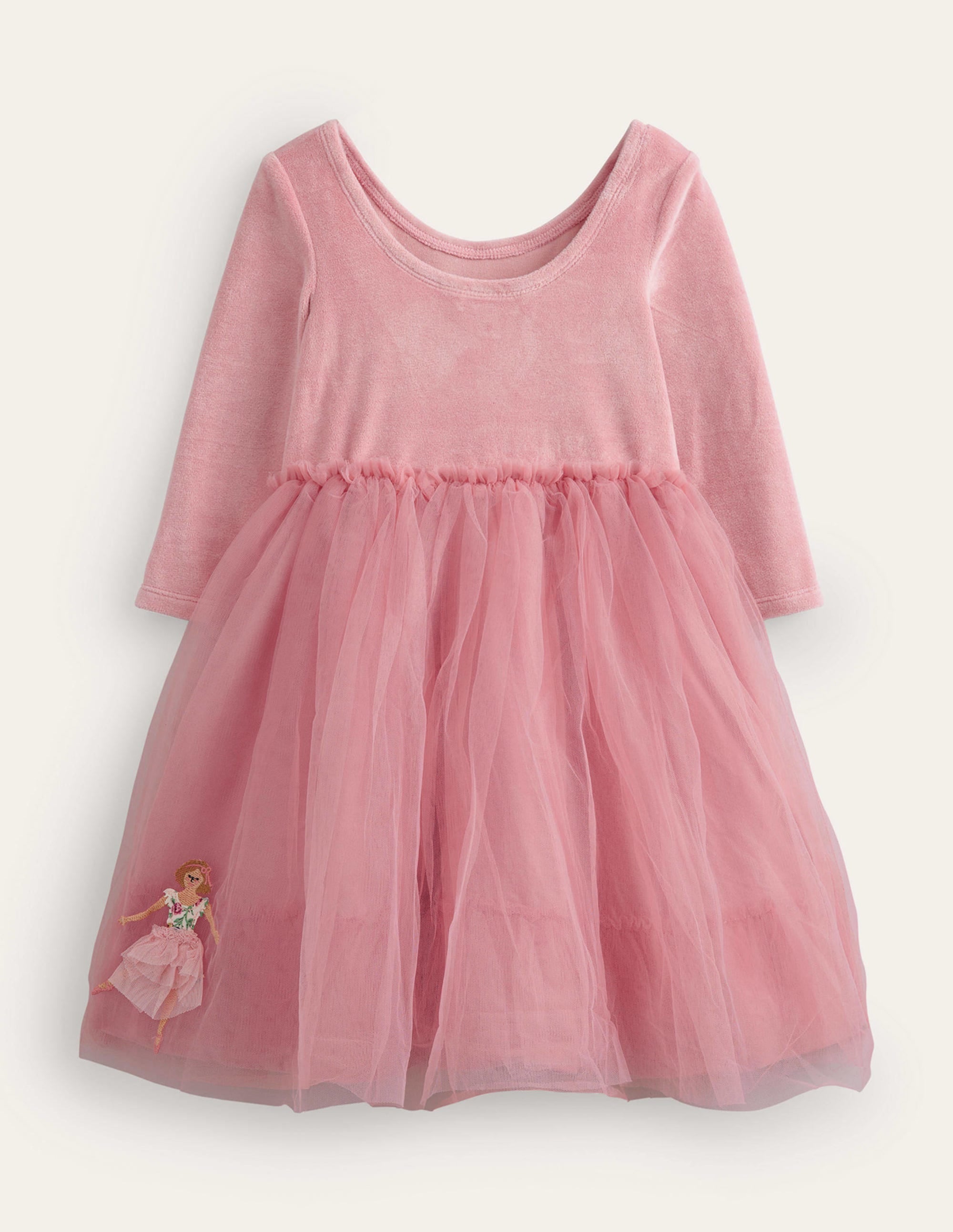 Applique Velvet Tulle Dress-Almond Pink Ballerinas - Image 2