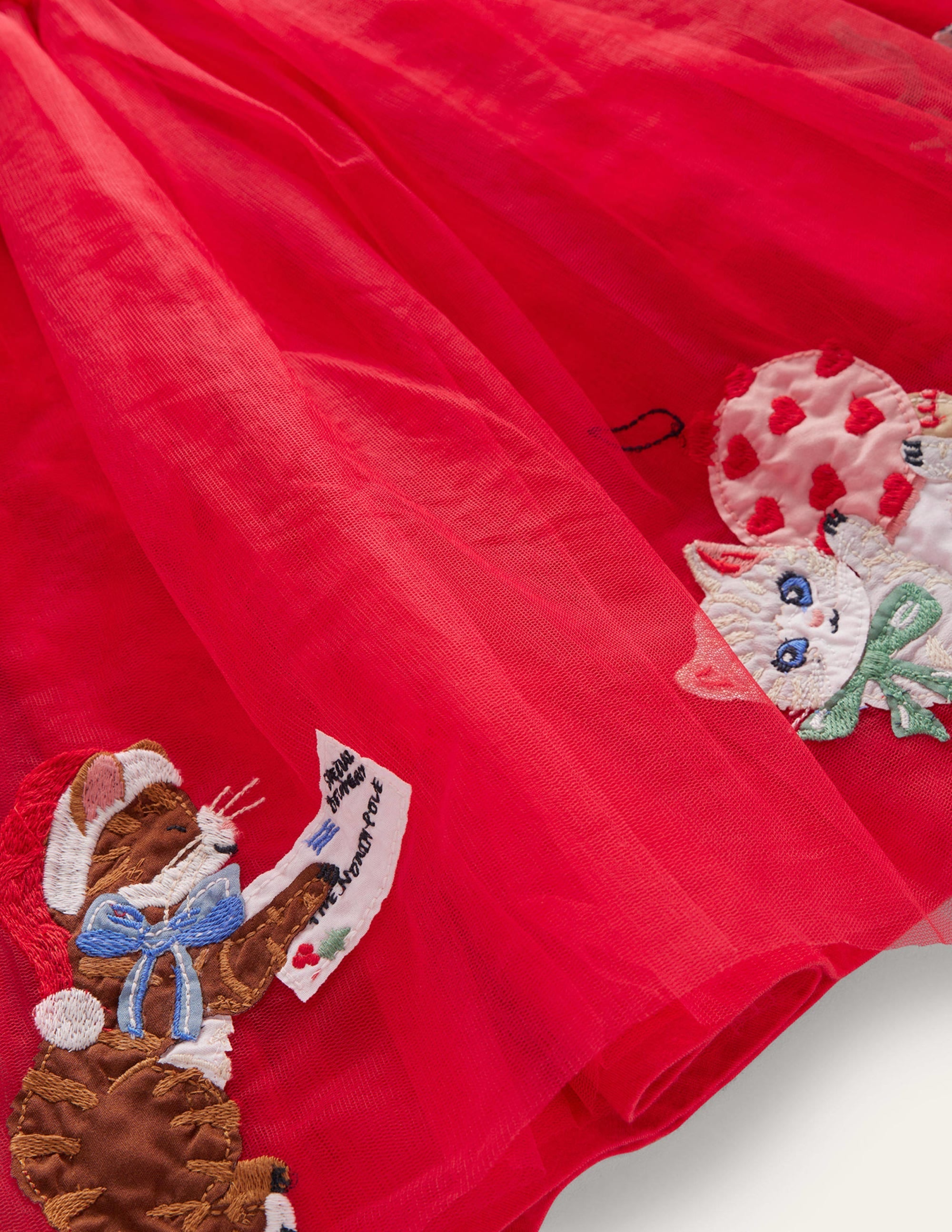 Applique Velvet Tulle Dress-Rouge Red Cats - Image 3