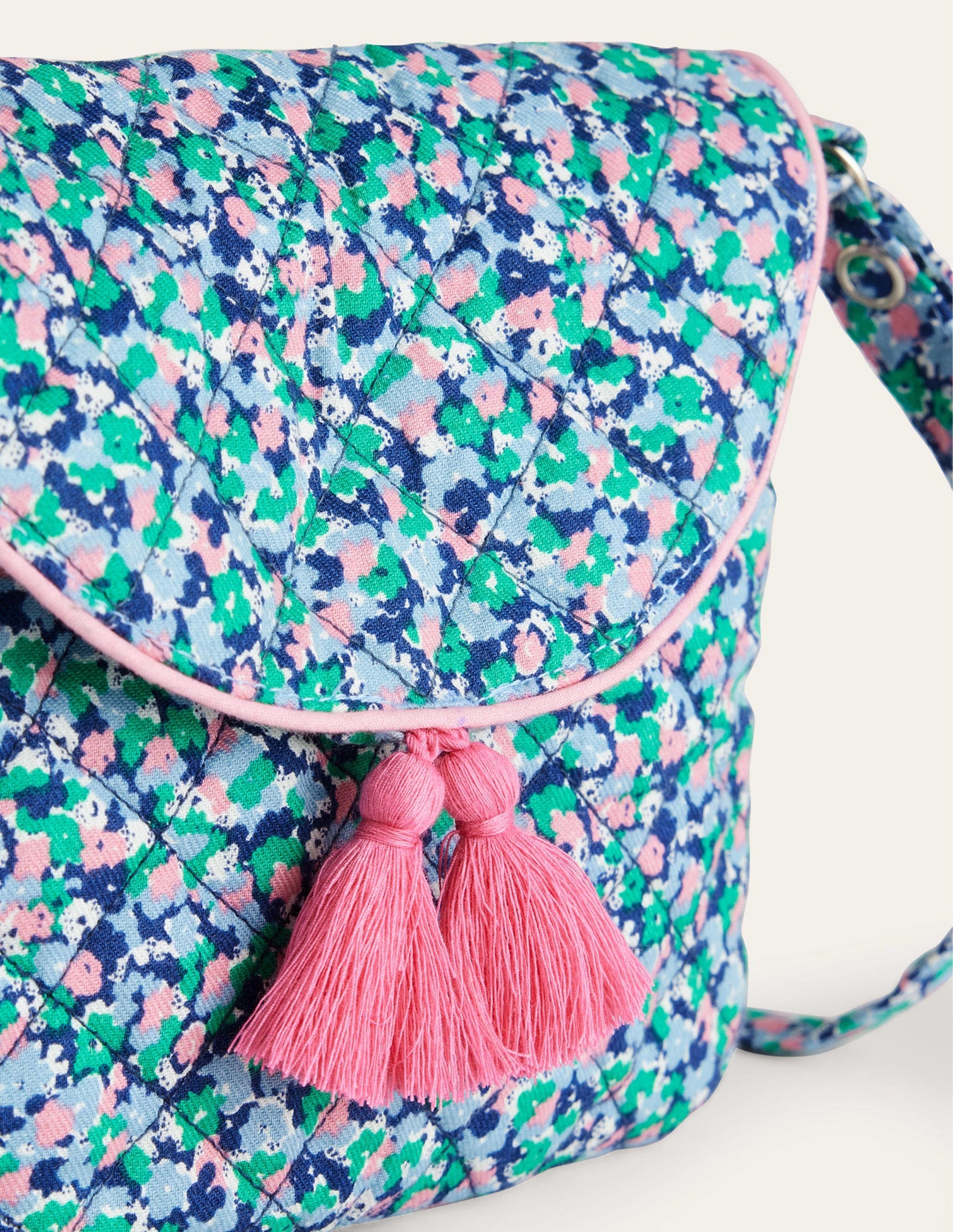 Quilted Crossbody Bag-Blue Ditsy Floral-2