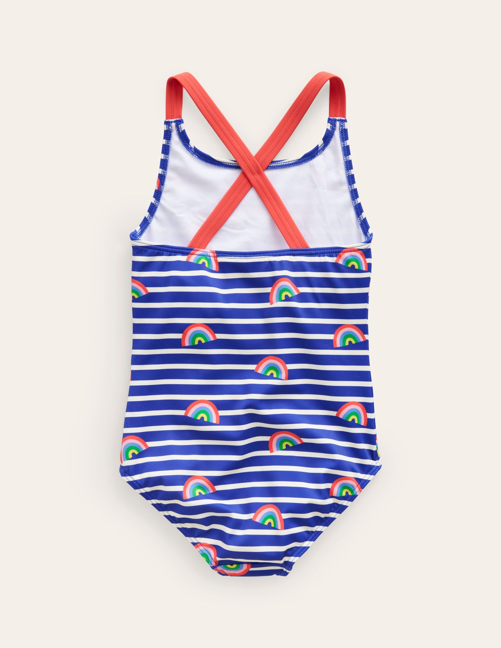 Cross-back Printed Swimsuit-Sapphire Blue Breton Rainbows-2