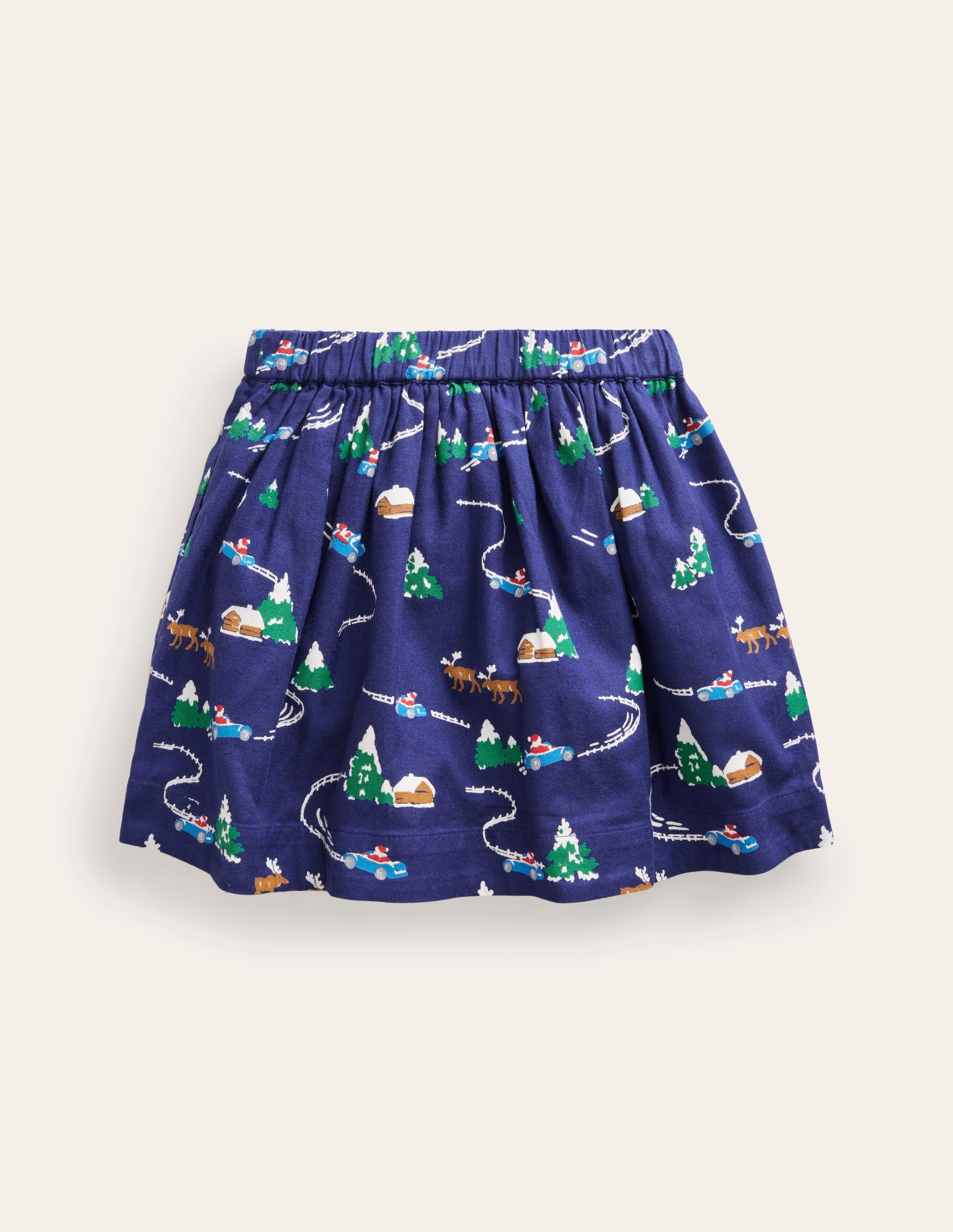 Pull On Twirly Skirt-College Navy Festive Scene-2