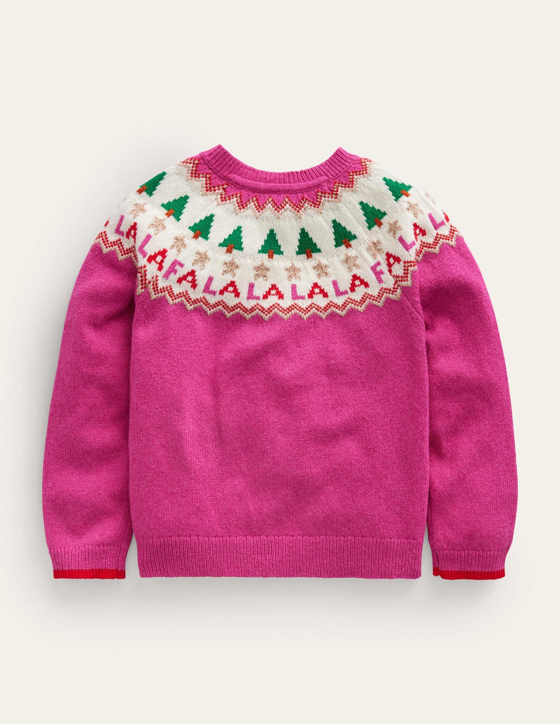 Fun Fair Isle Cardigan-Vibrant Pink Festive-2