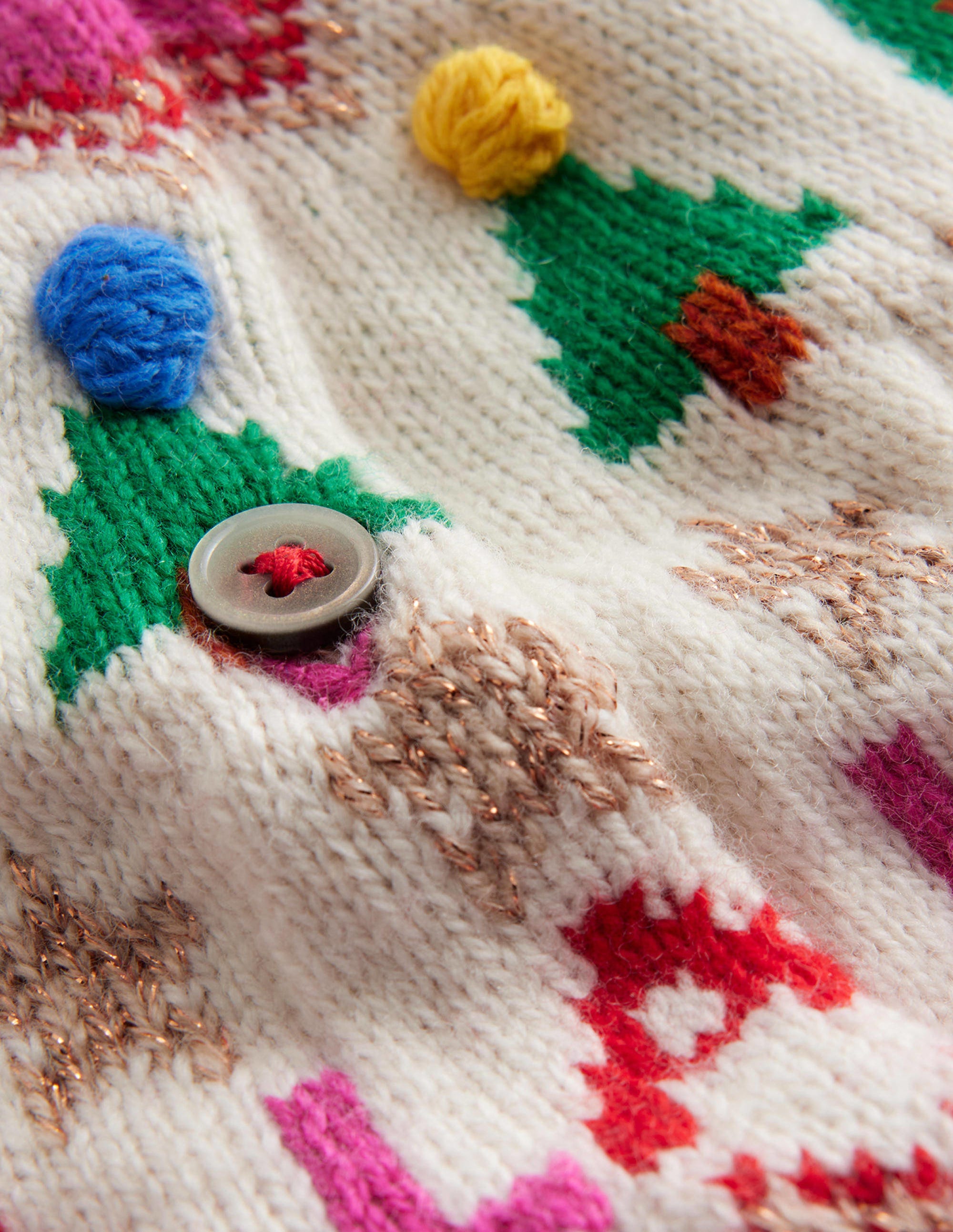 Fun Fair Isle Cardigan-Vibrant Pink Festive - Image 3