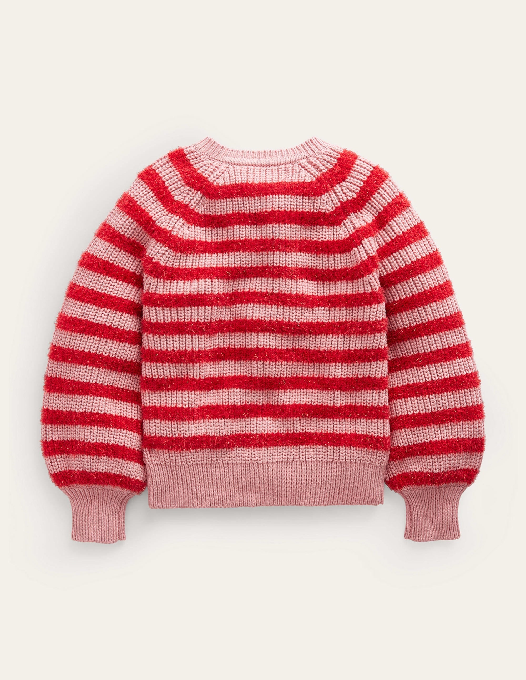 Blouson Stripe Cardigan-Mid Pink Sparkle - Image 2