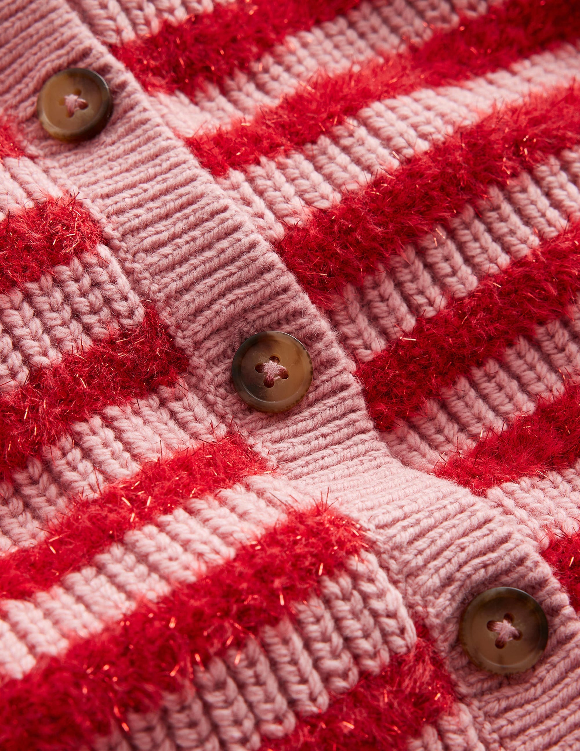 Blouson Stripe Cardigan-Mid Pink Sparkle - Image 3