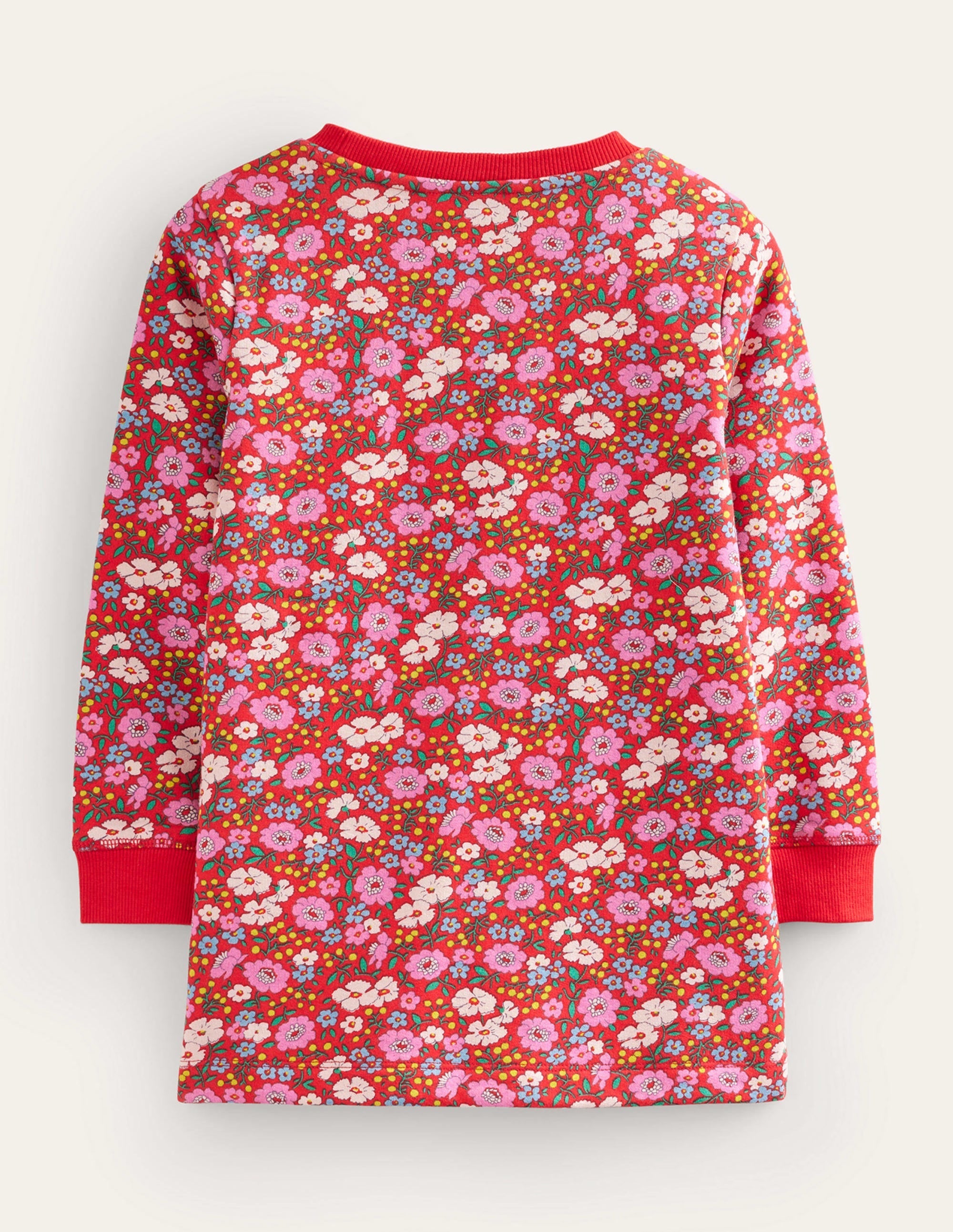 Applique Sweatshirt Tunic-Brilliant Red Festive Flower - Image 2