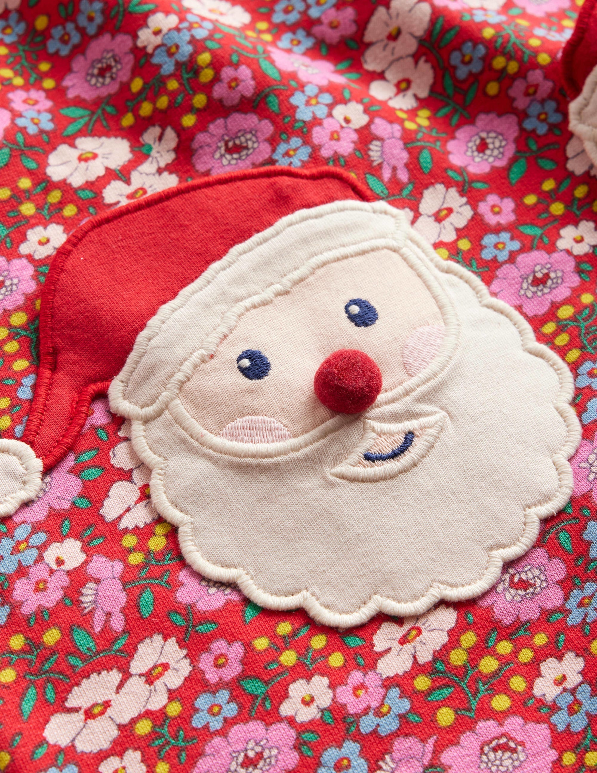 Applique Sweatshirt Tunic-Brilliant Red Festive Flower - Image 3