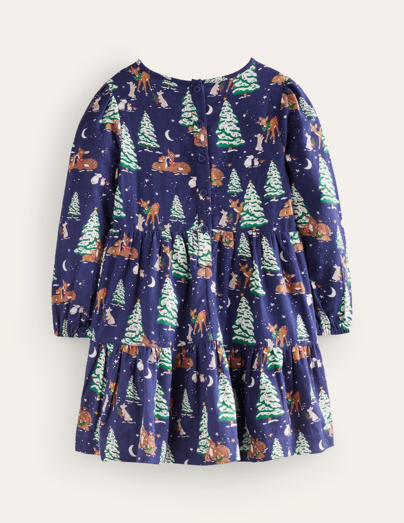 Twirly Cotton Dress-College Navy Festive Woodland - Image 2