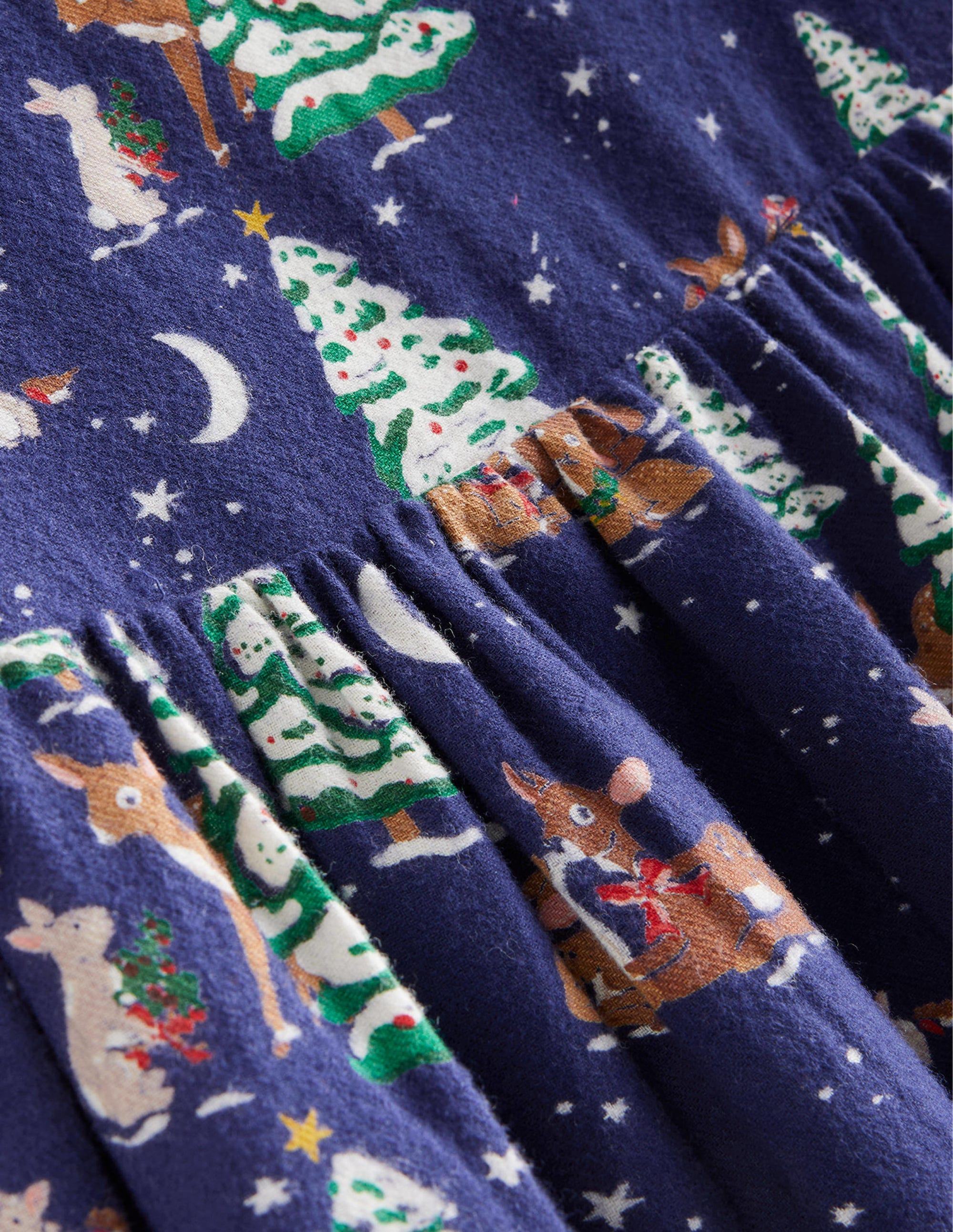 Twirly Cotton Dress-College Navy Festive Woodland - Image 3