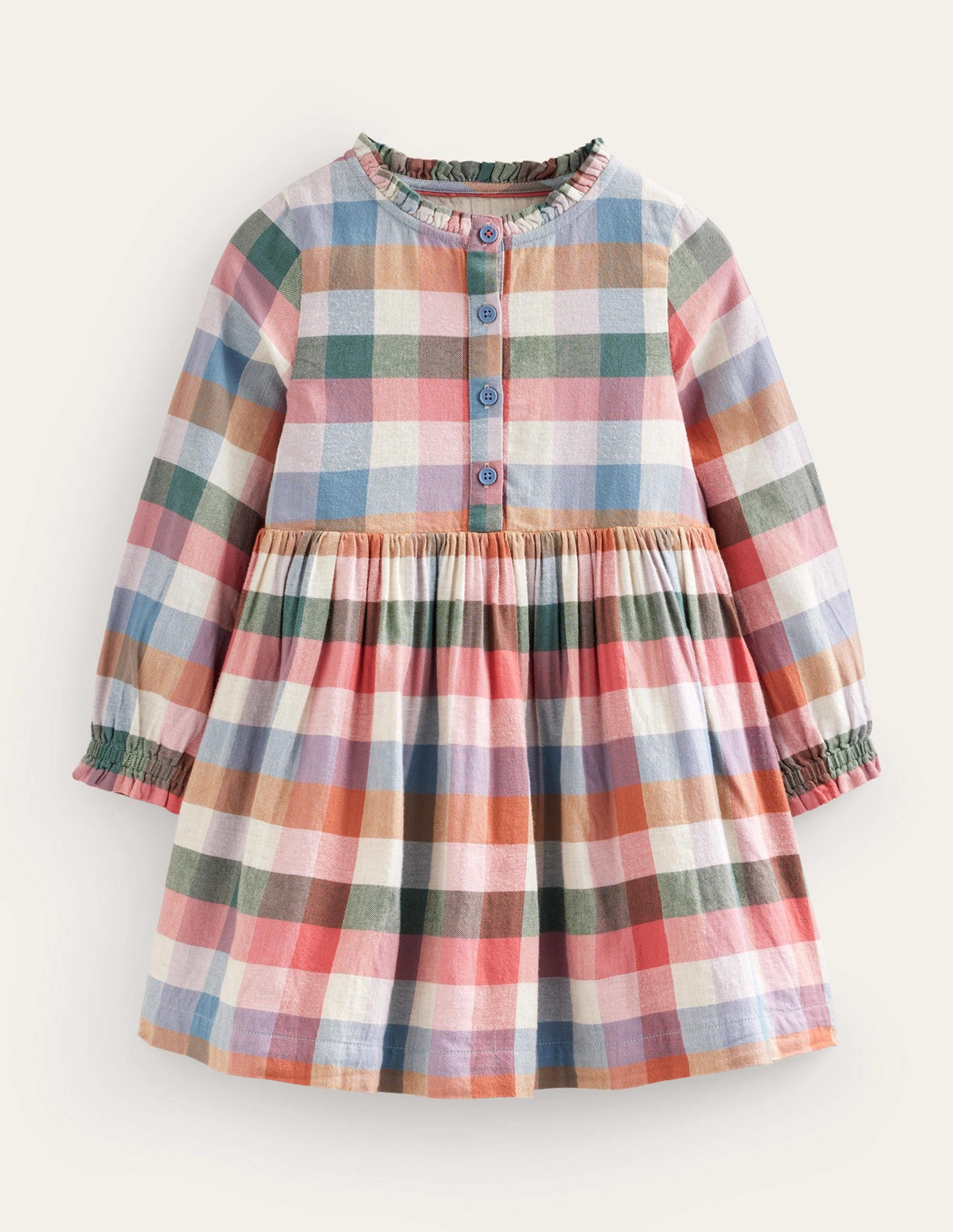 Drop Waist Shirt Dress-Pink / Green Multi Gingham-1