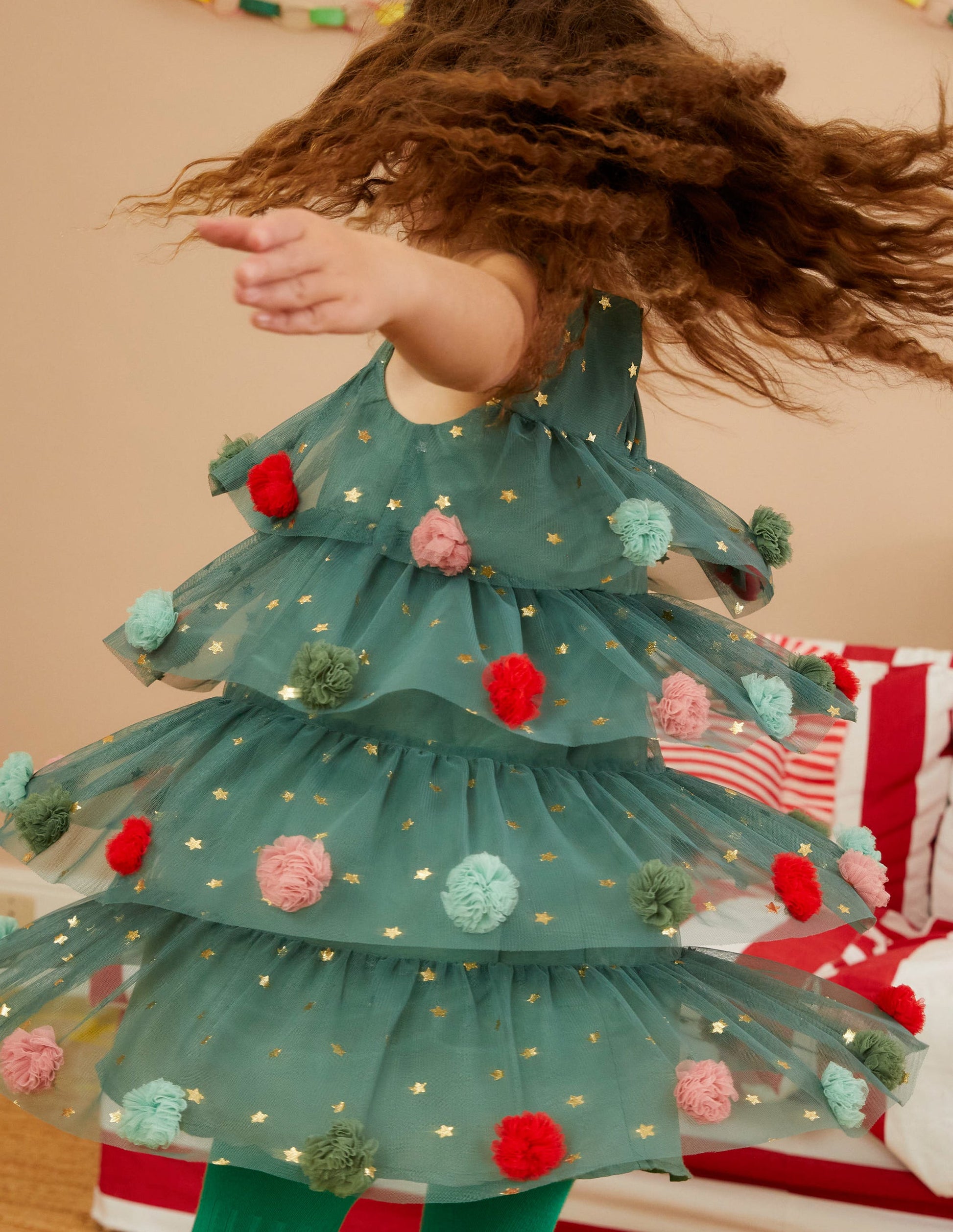 Christmas Tree Tulle Dress-Reed Green-5
