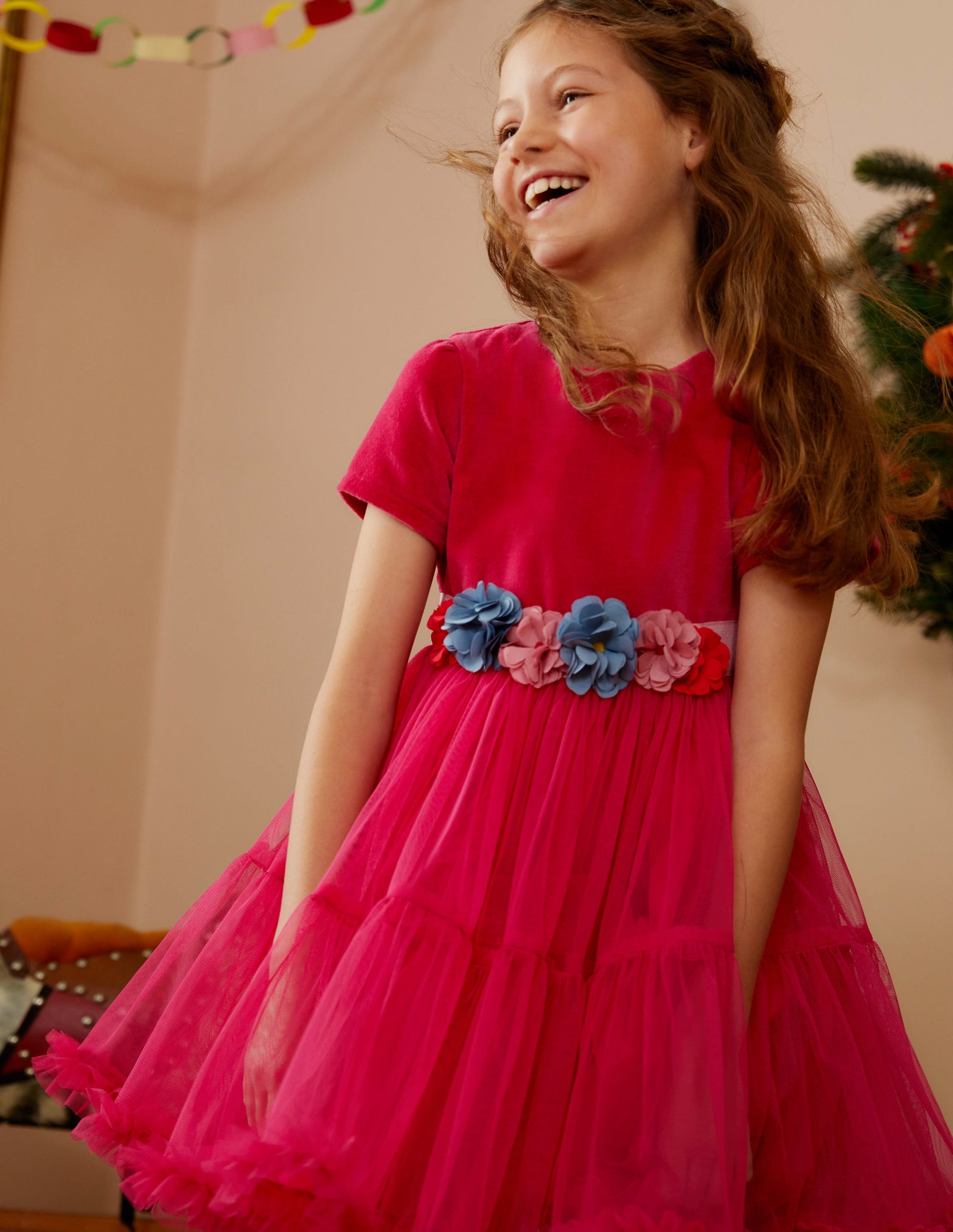 Twirly Tulle Dress-Vibrant Pink-4