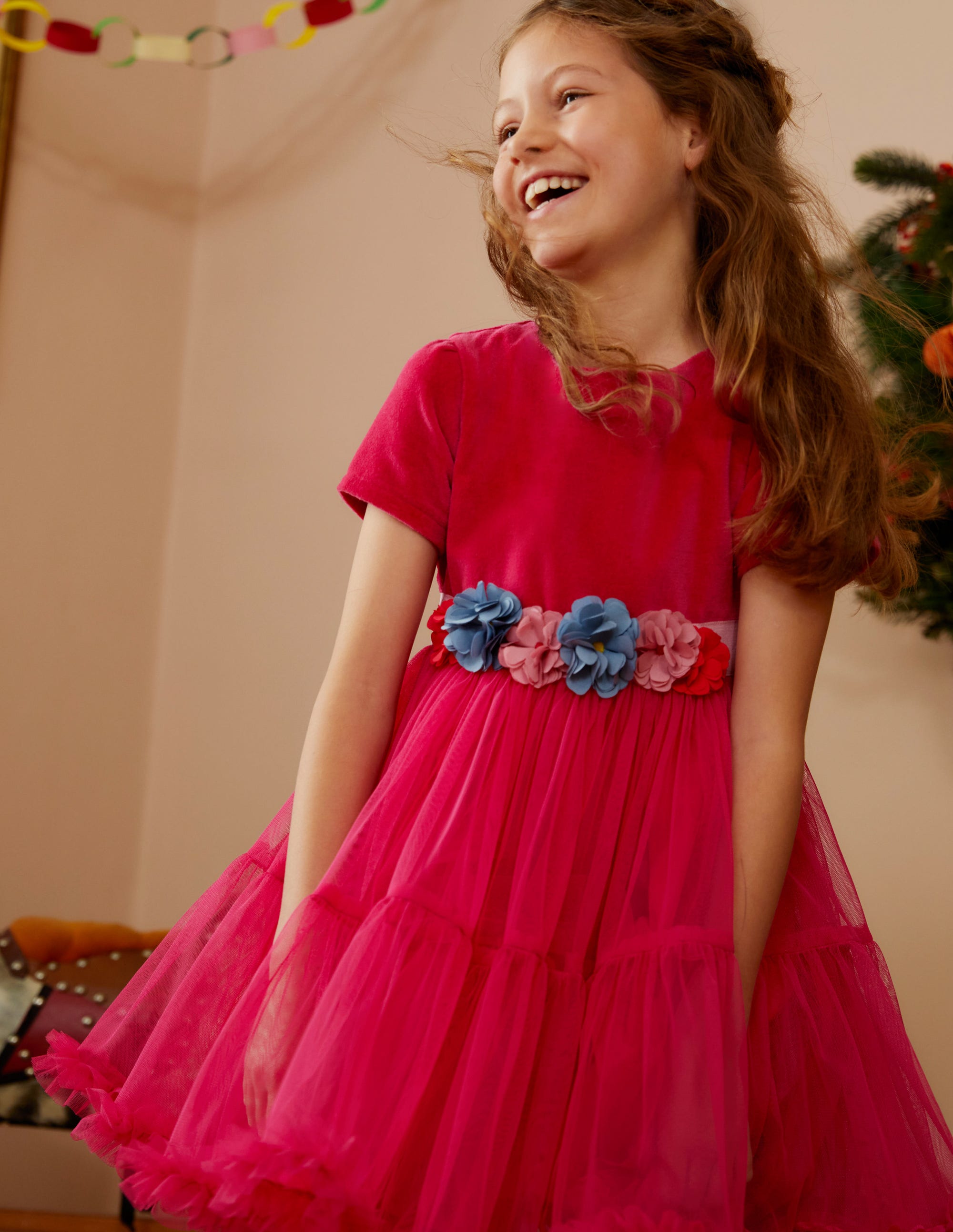 Twirly Tulle Dress-Vibrant Pink - Image 4