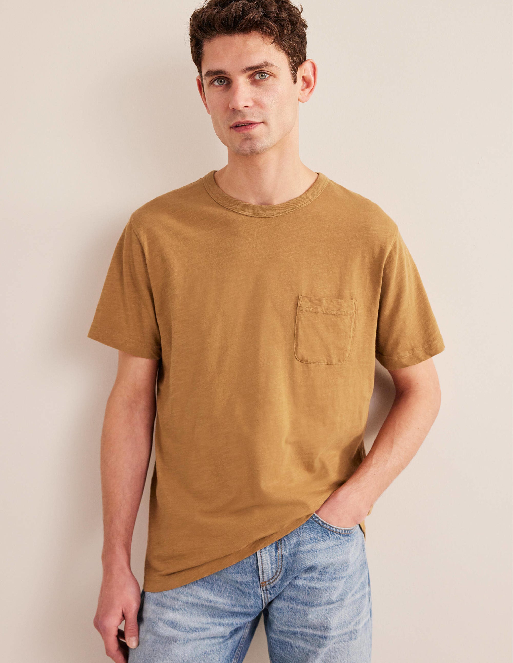 Laundered Slub T-Shirt-Teddy Bear Brown - Image 1