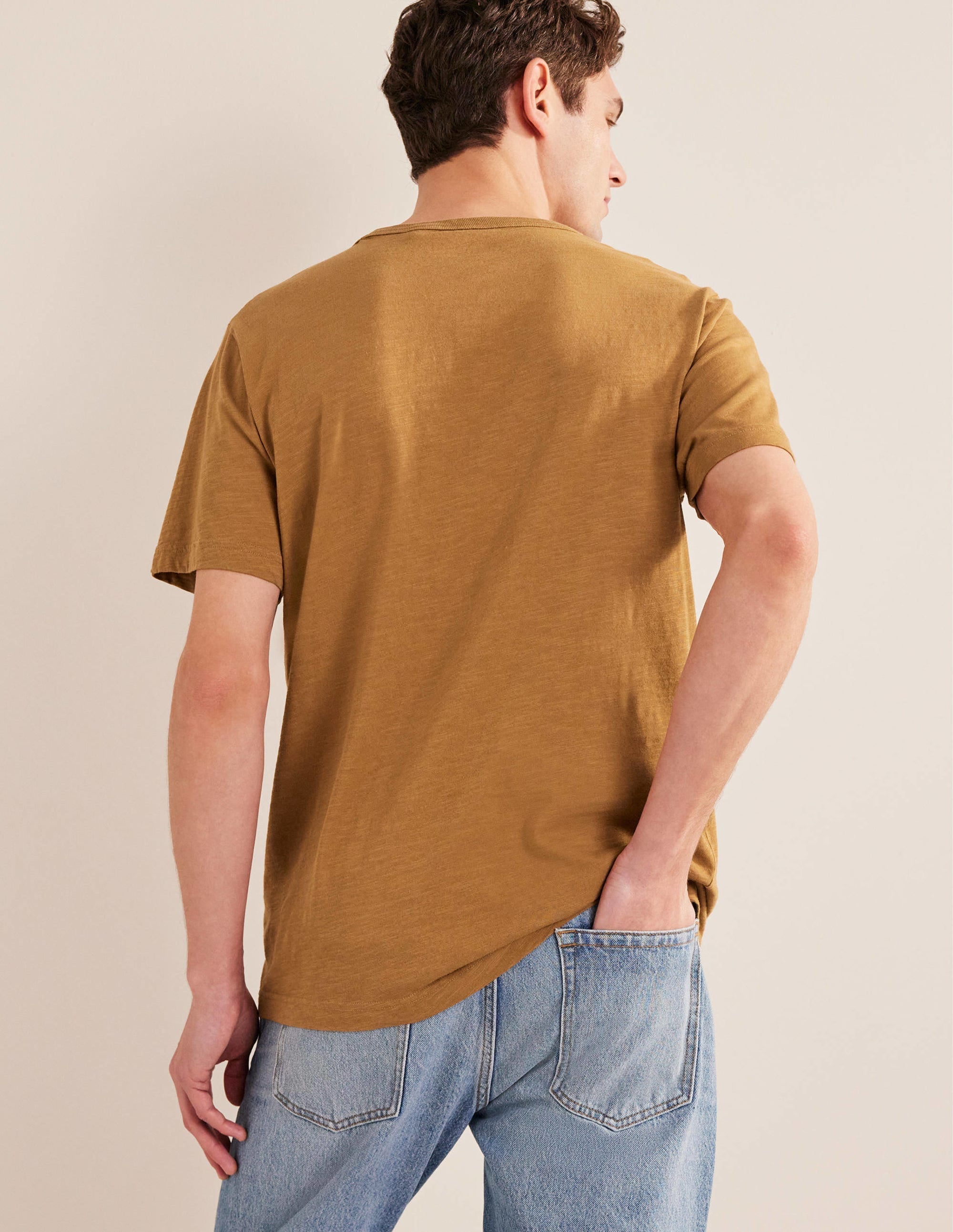 Laundered Slub T-Shirt-Teddy Bear Brown - Image 3