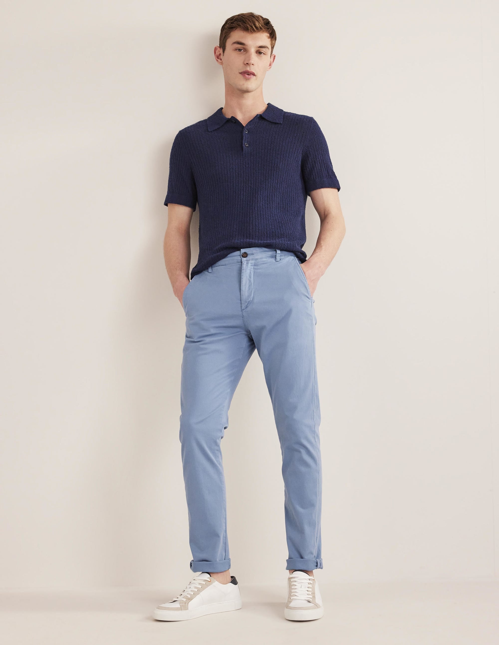 Laundered Chino Trousers-Captains Blue - Image 1