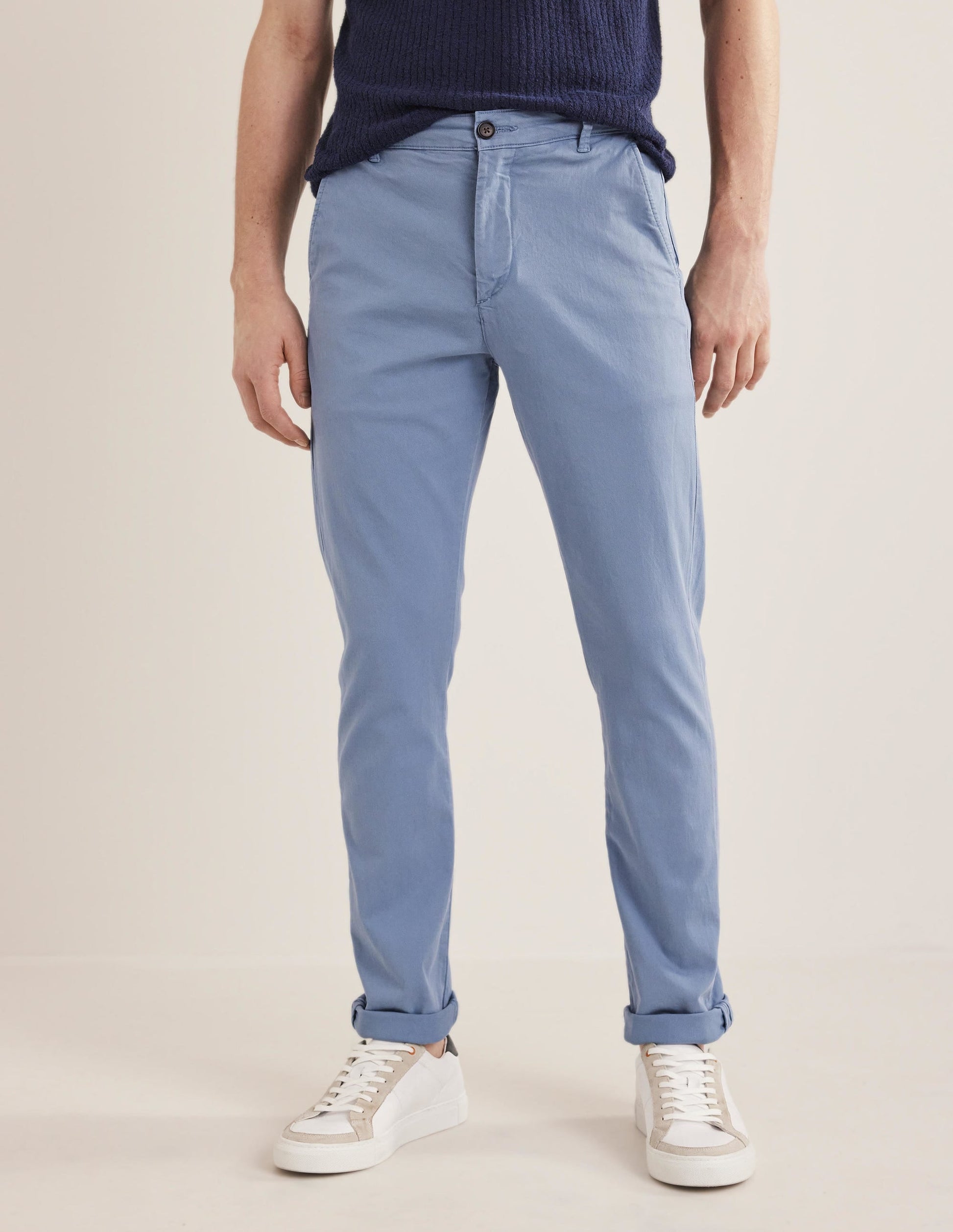 Laundered Chino Trousers-Captains Blue-4