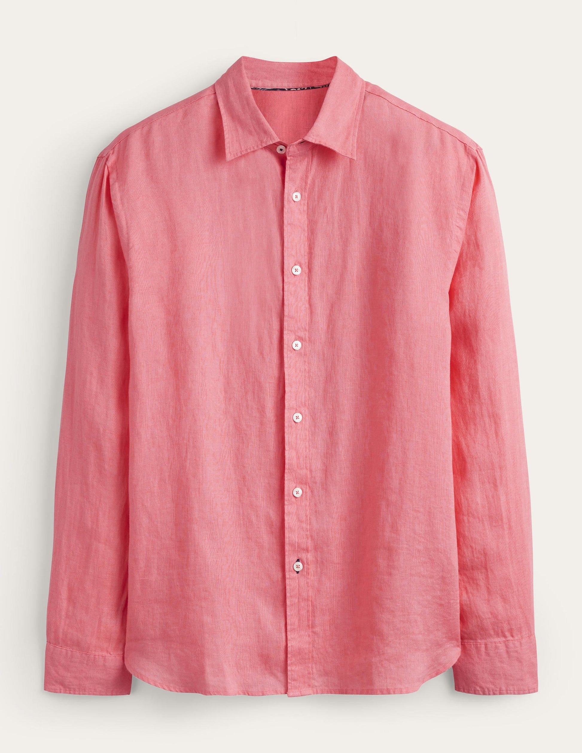 Cutaway Collar Linen Shirt-Pink Grapefruit-1