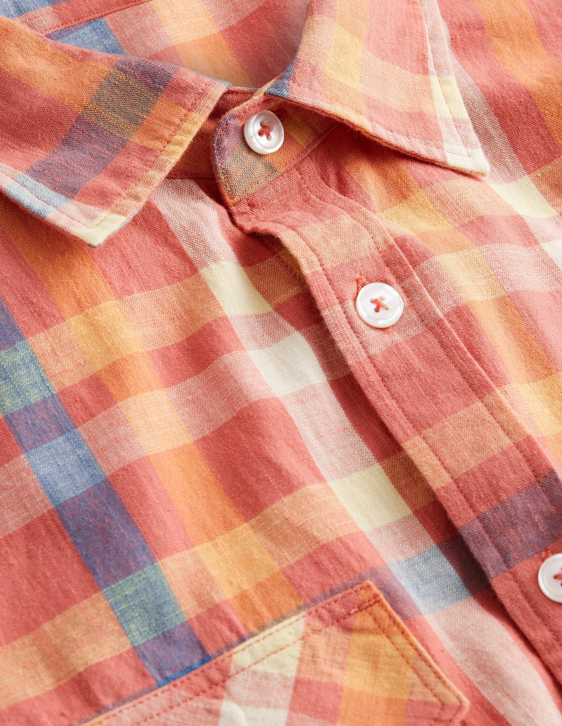 Casual Cotton Check Shirt-Red Check-6