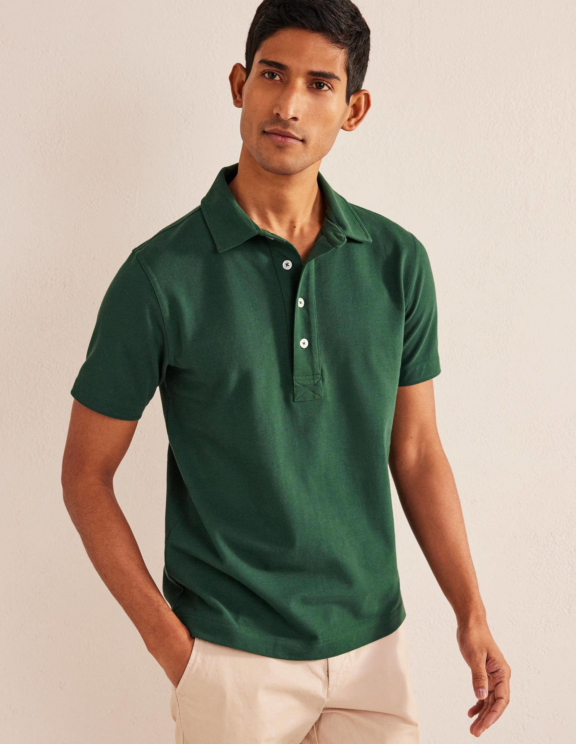 Slim Fit Piqué Polo-Palm Leaf Green-1