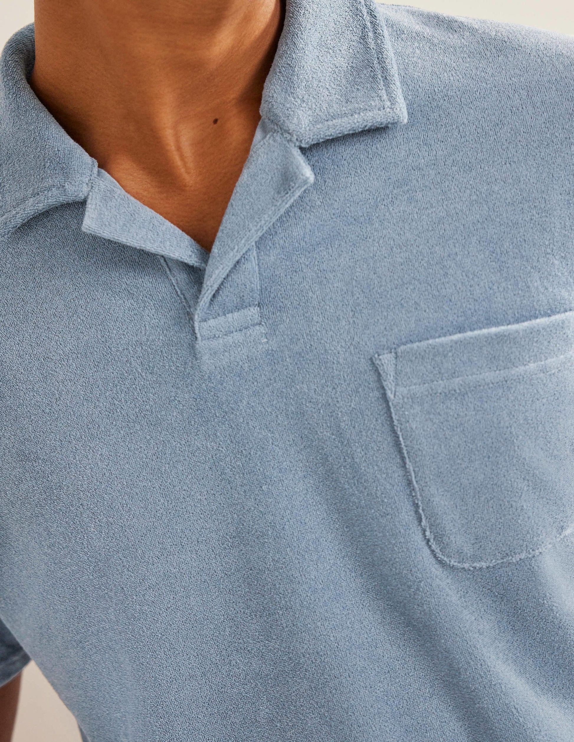 Open Collar Terry Polo-Captains Blue-2