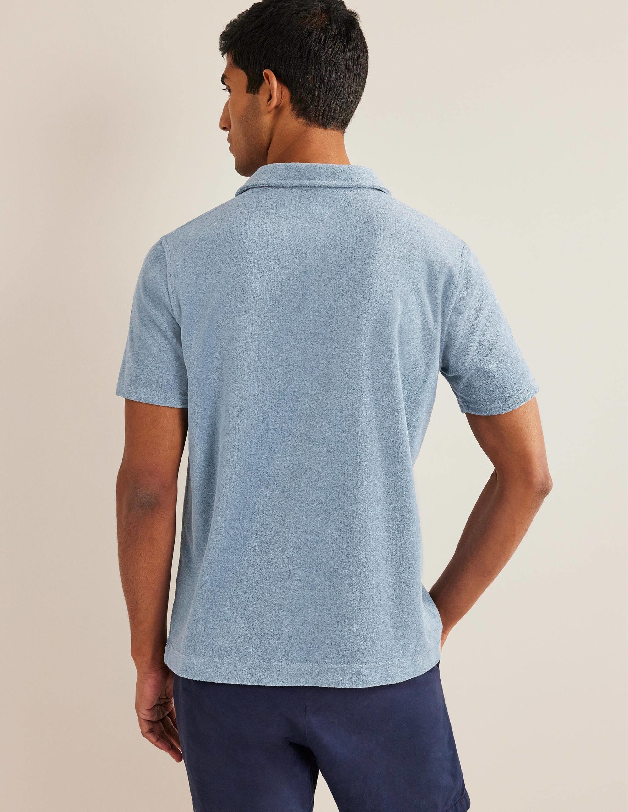Open Collar Terry Polo-Captains Blue - Image 3