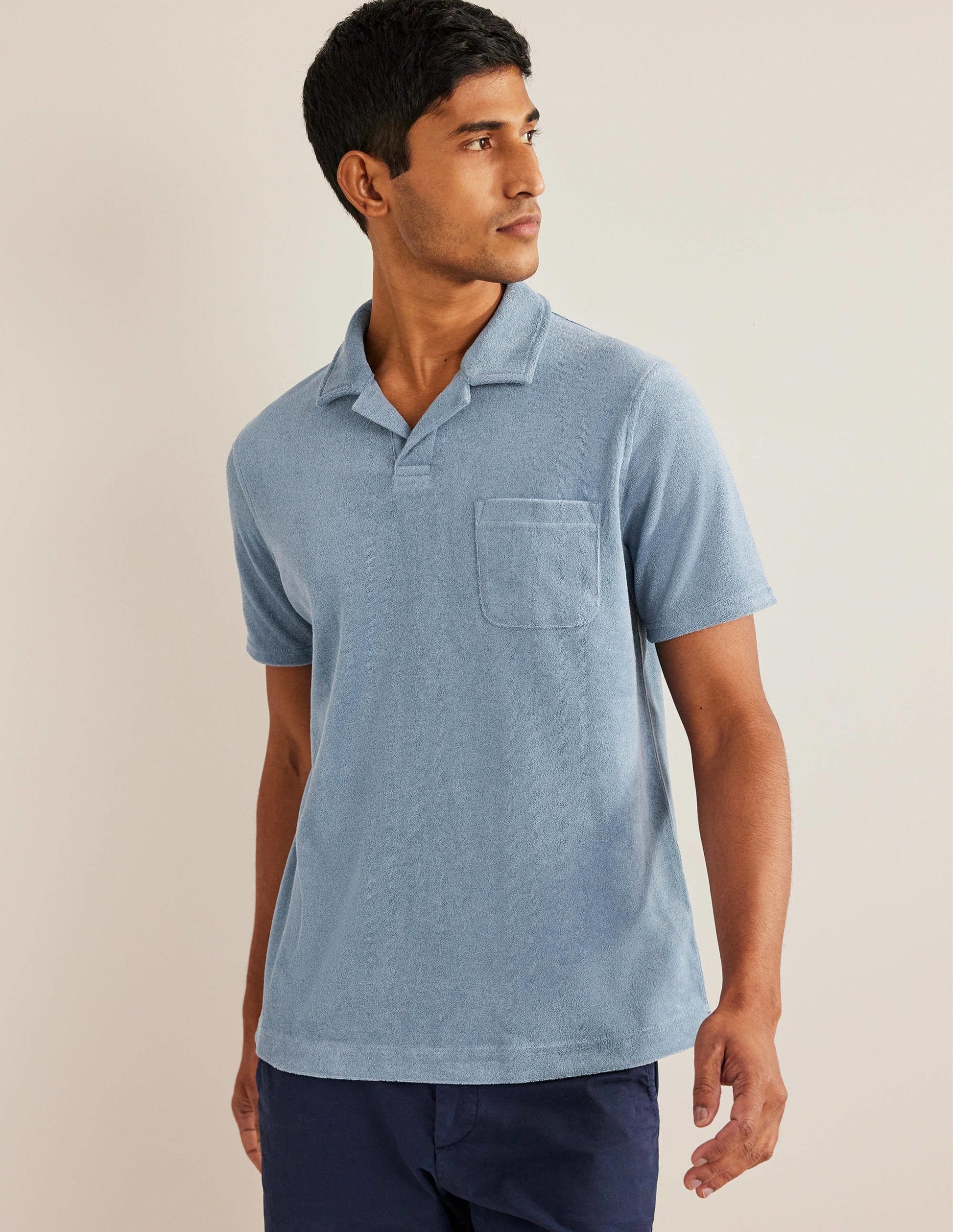 Open Collar Terry Polo-Captains Blue-4