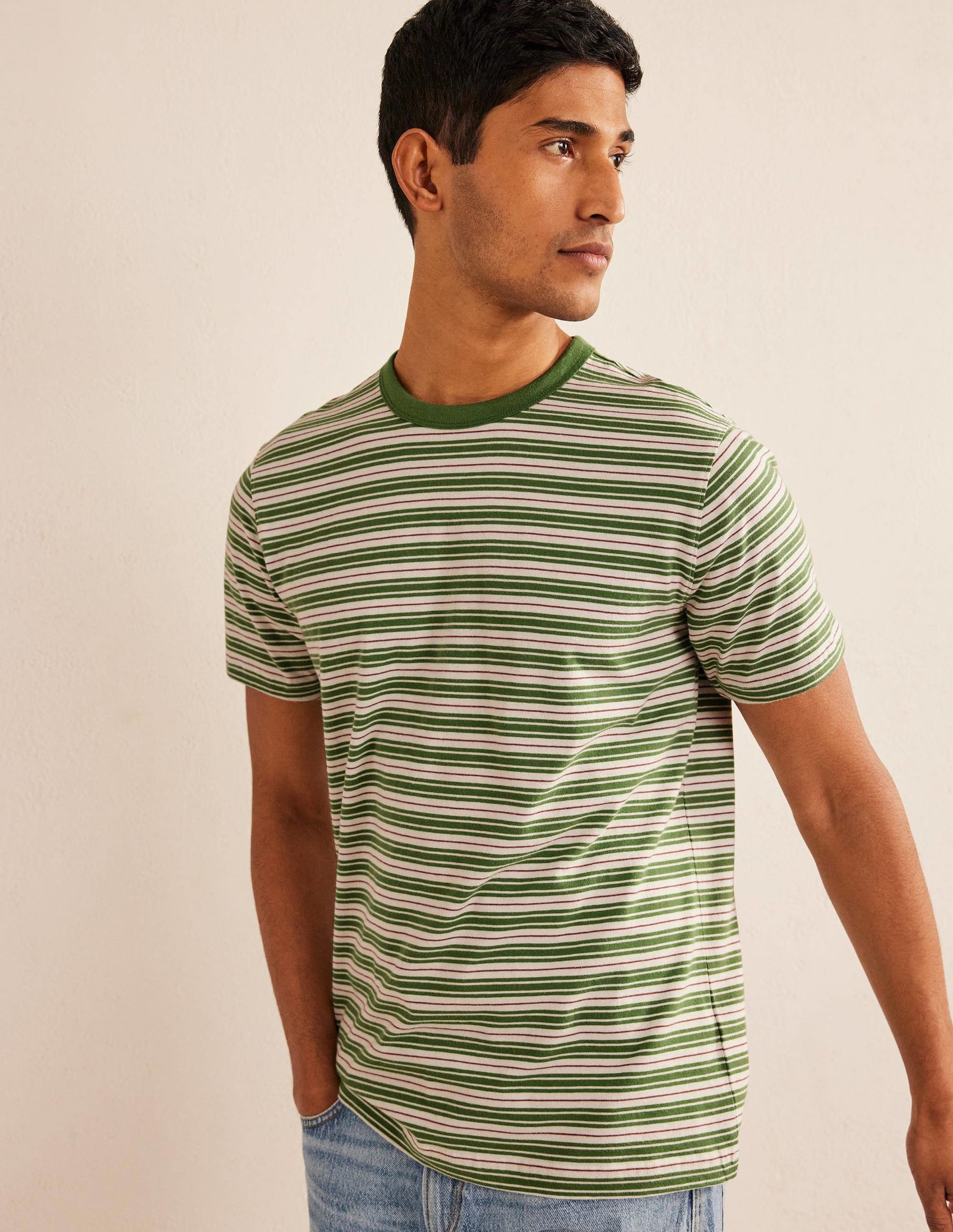 Slim Fit Classic T-Shirt-Safari Green/Aster Purple-1