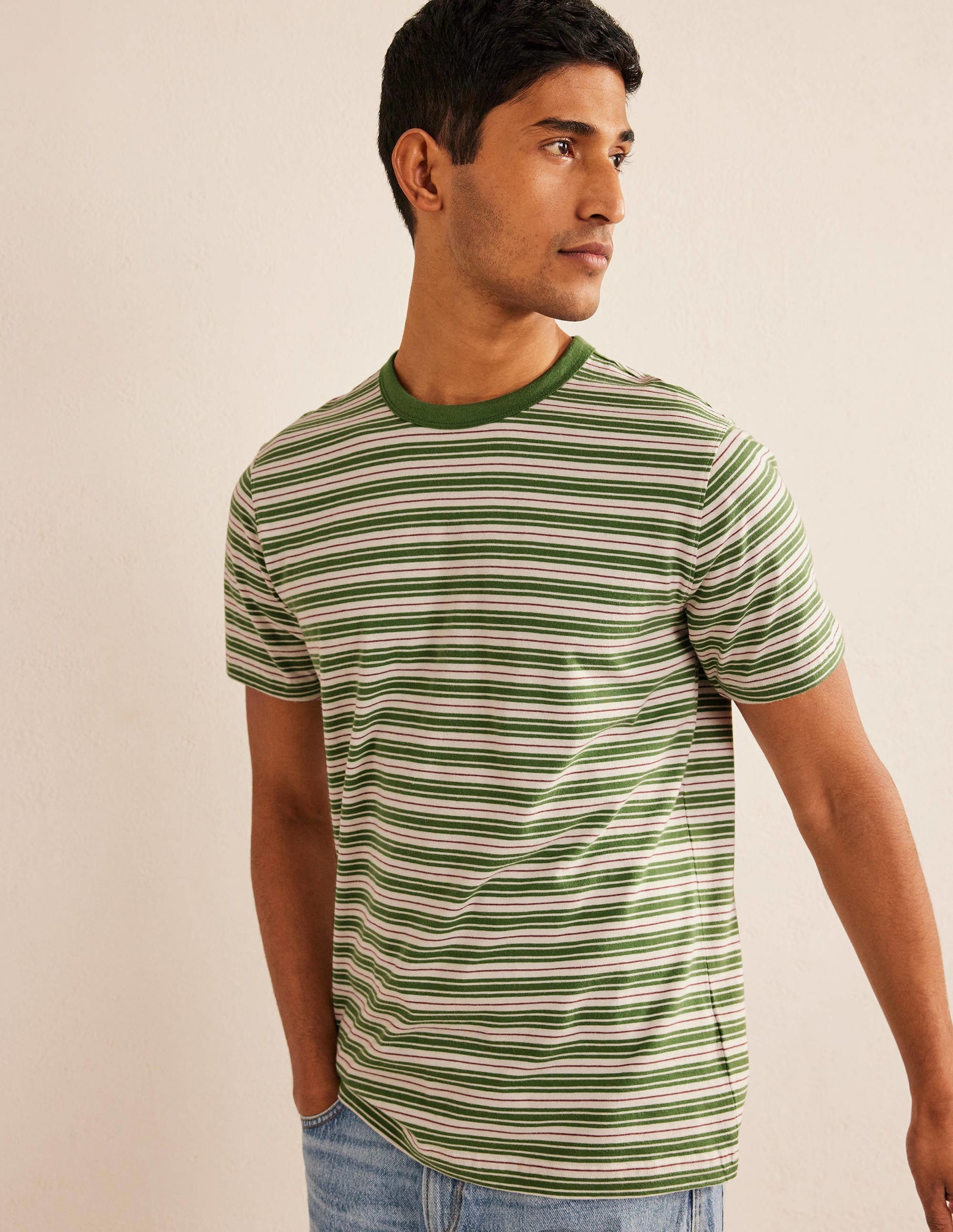 Slim Fit Classic T-Shirt-Safari Green/Aster Purple - Image 1
