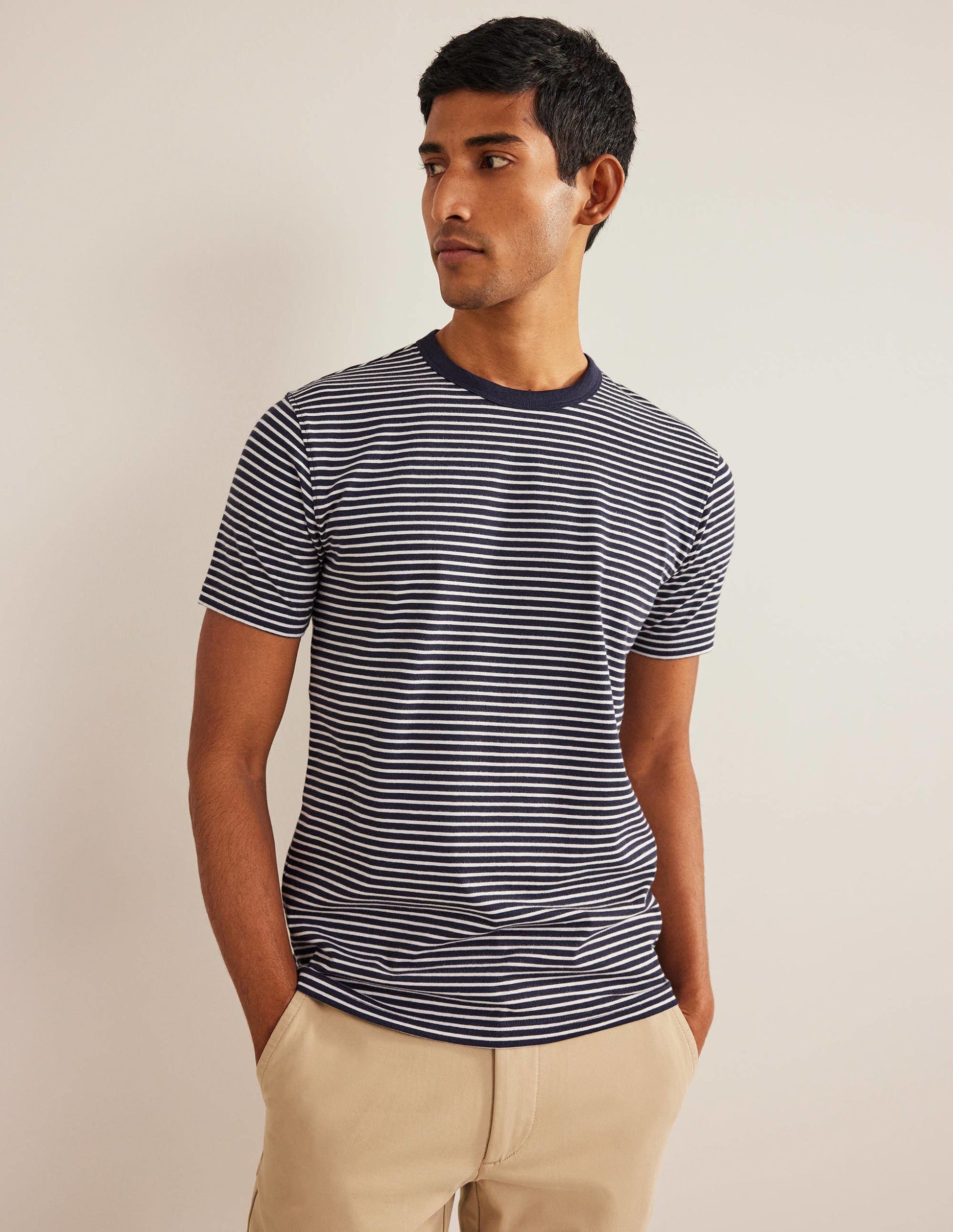 Slim Fit Classic T-Shirt-Navy/Ivory-1