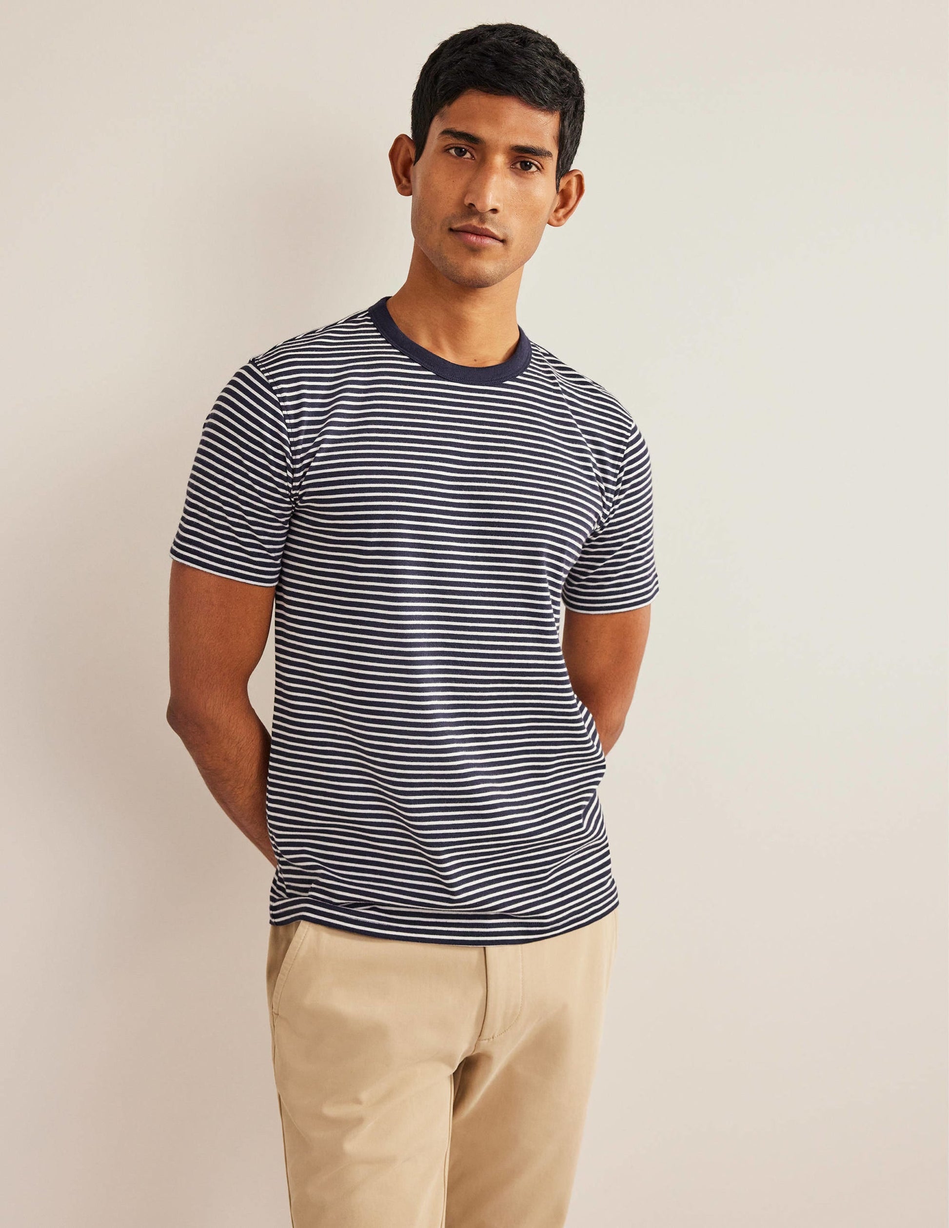 Slim Fit Classic T-Shirt-Navy/Ivory-4